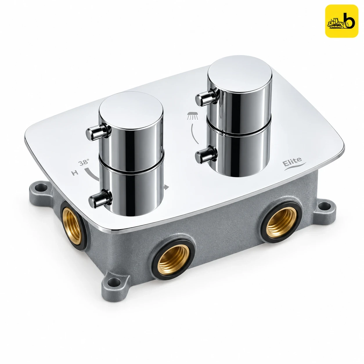 Johnson Bathware Elite Thermostat Diverter - Two Way with Round Handle & Rectangle Flange - L0001XPW - Chrome