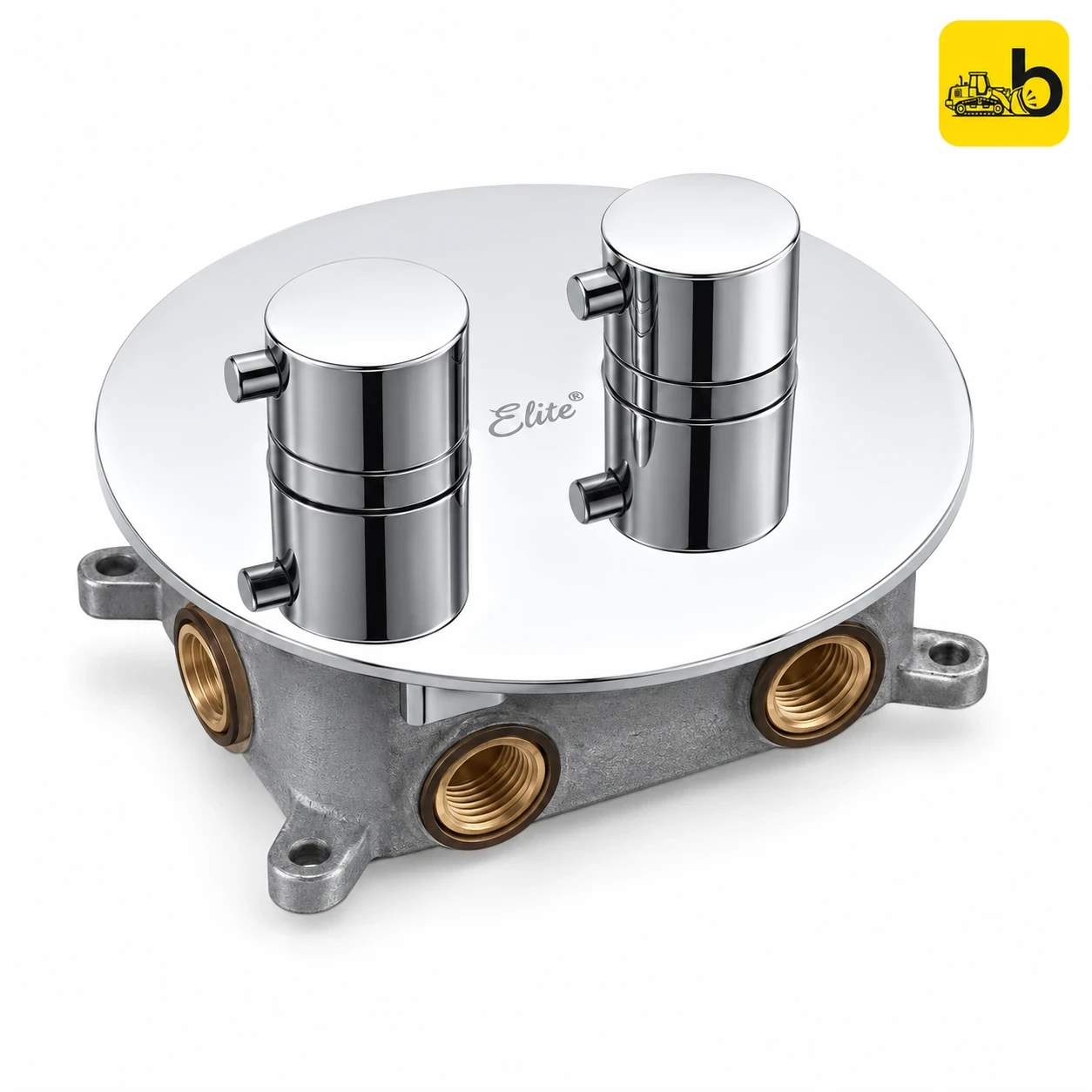Johnson Bathware Elite Thermostat Diverter - Two Way with Round Handle & Round Flange - L0001RPW - Chrome