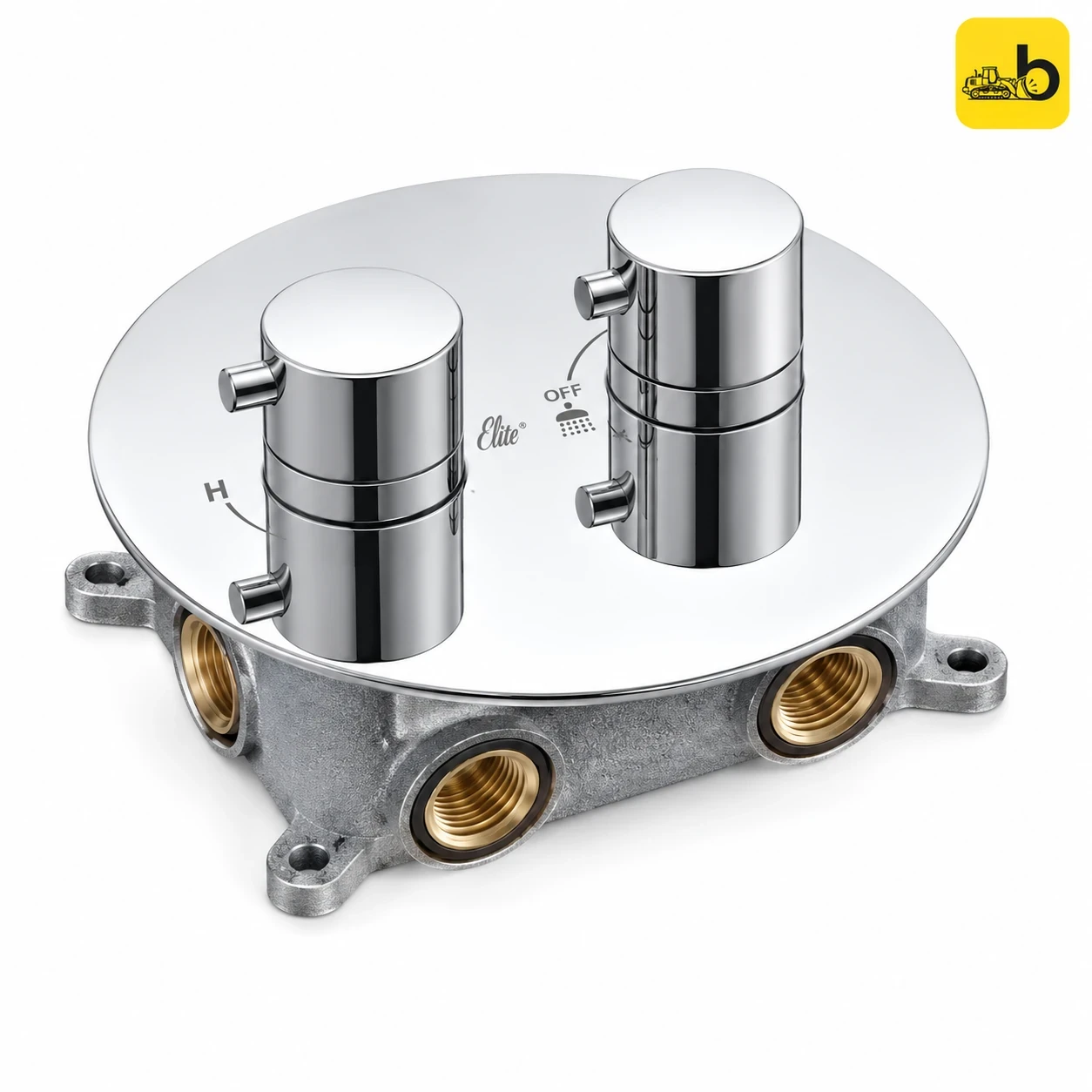 Johnson Bathware Elite Thermostat Diverter - Three Way with Round Handle & Round Flange - L0002RPW - Chrome