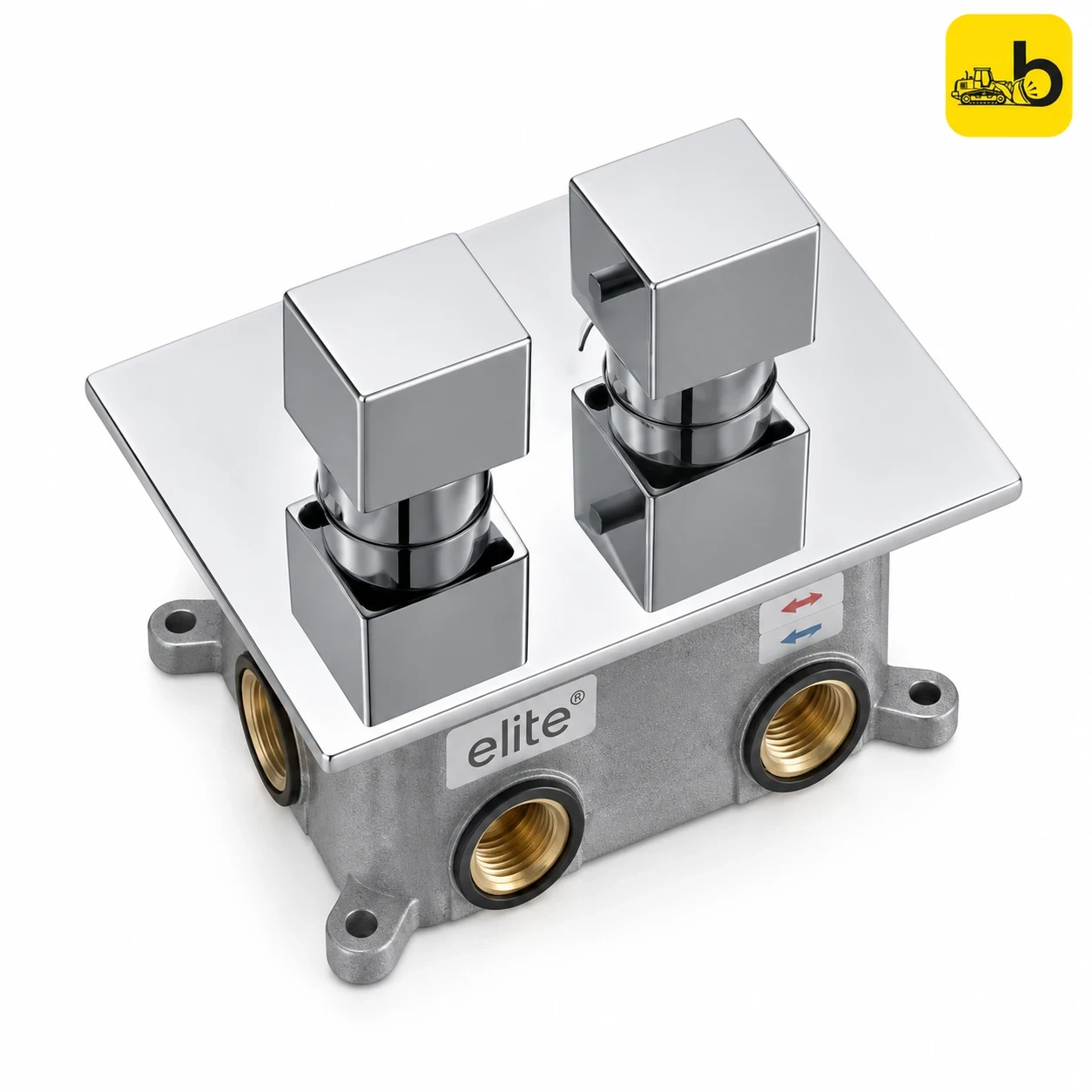 Johnson Bathware Elite Thermostat Diverter - Three Way with Square Handle & Square Flange - L0002SPW - Chrome