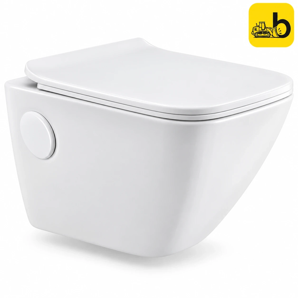 Johnson Bathware Ruby Square Wall Hung Toilet with Seat Cover - P0499PW0004 - White