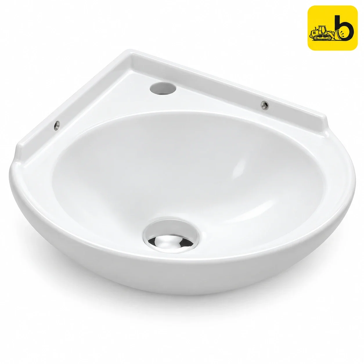 Johnson Bathware Ruby Corner Wash Basin - P0445PW0104 - White