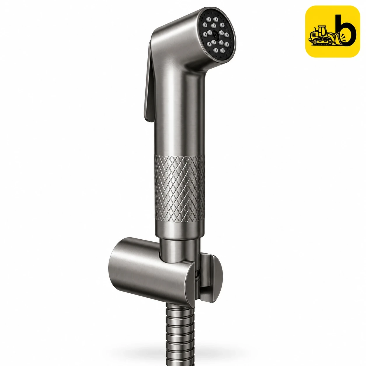Johnson Bathware Elite Colours Health faucet, hose & hook Gun Metal - LS0048PGM - Gun Metal
