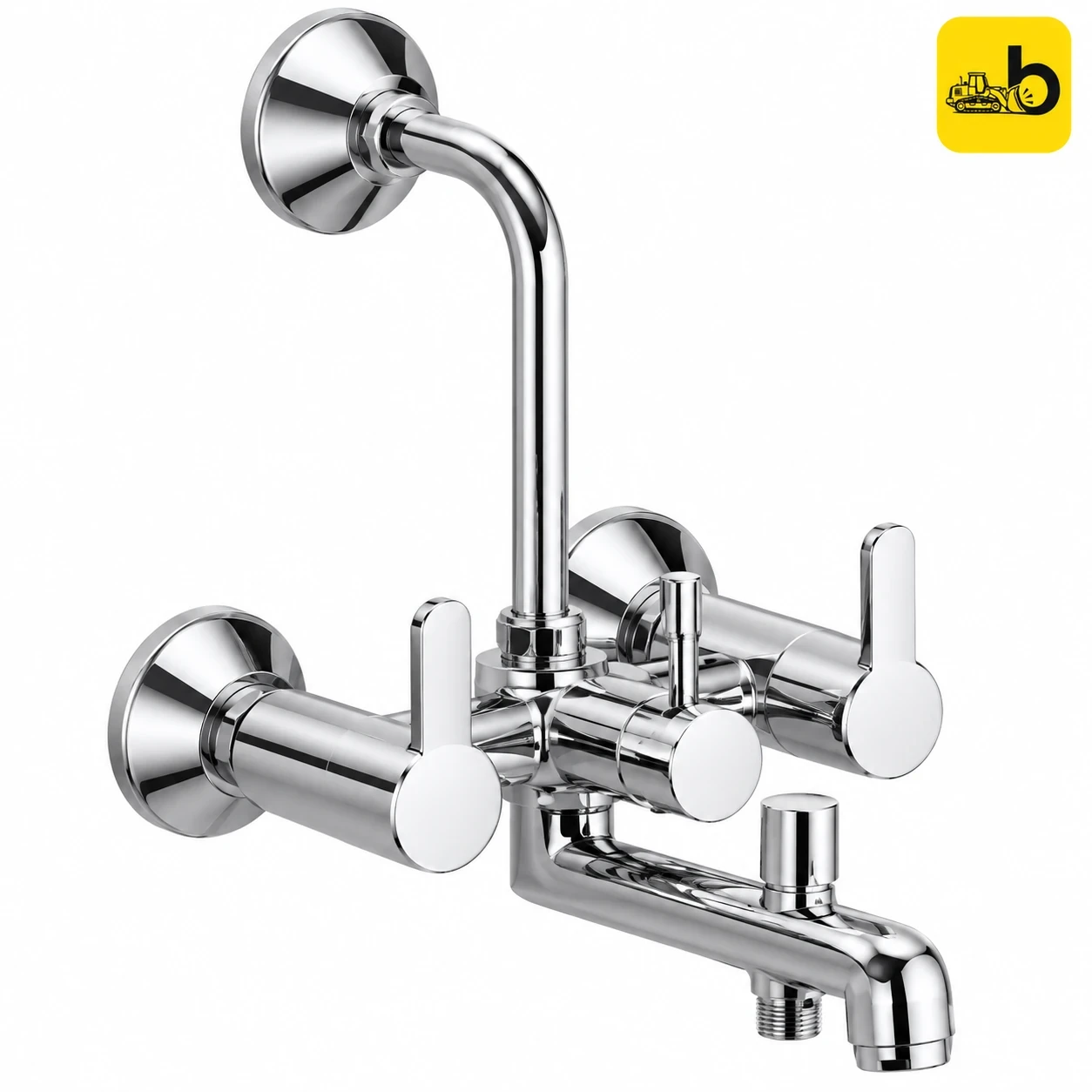 Johnson Bathware Delta Wall Mixer 3 in 1 with Bend Pipe Regular - T1323C - Chrome