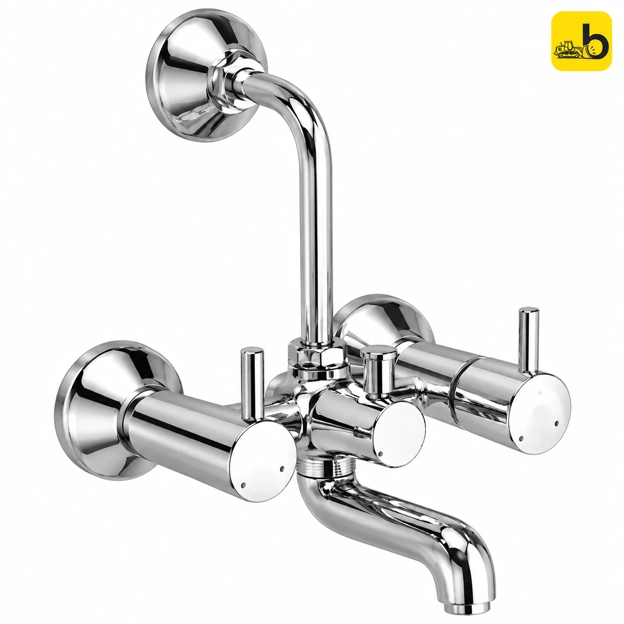 Johnson Bathware Delta Wall Mixer 2 in 1 with Bend Pipe 7" CPH - T1321CA - Chrome