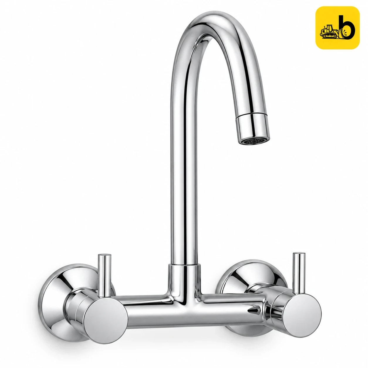 Johnson Bathware Delta Wall Mounted Goose Neck Sink Mixer - T1385C - Chrome