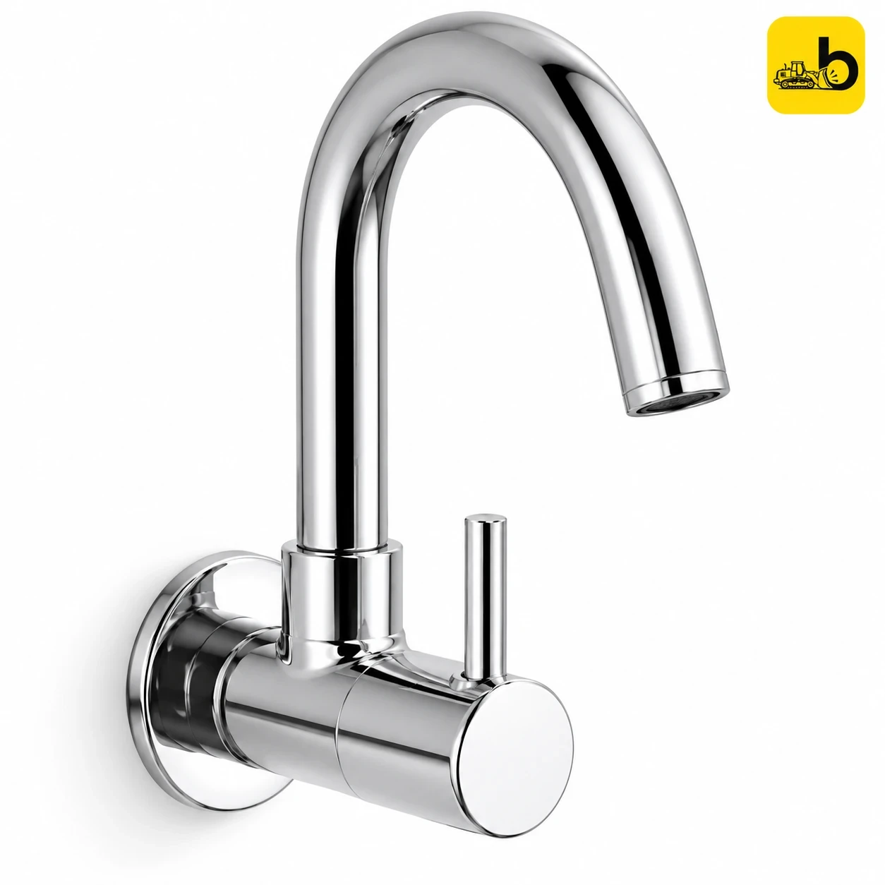 Johnson Bathware Delta Wall Mounted Sink Cock with Swivel Spout - T1318C - Chrome