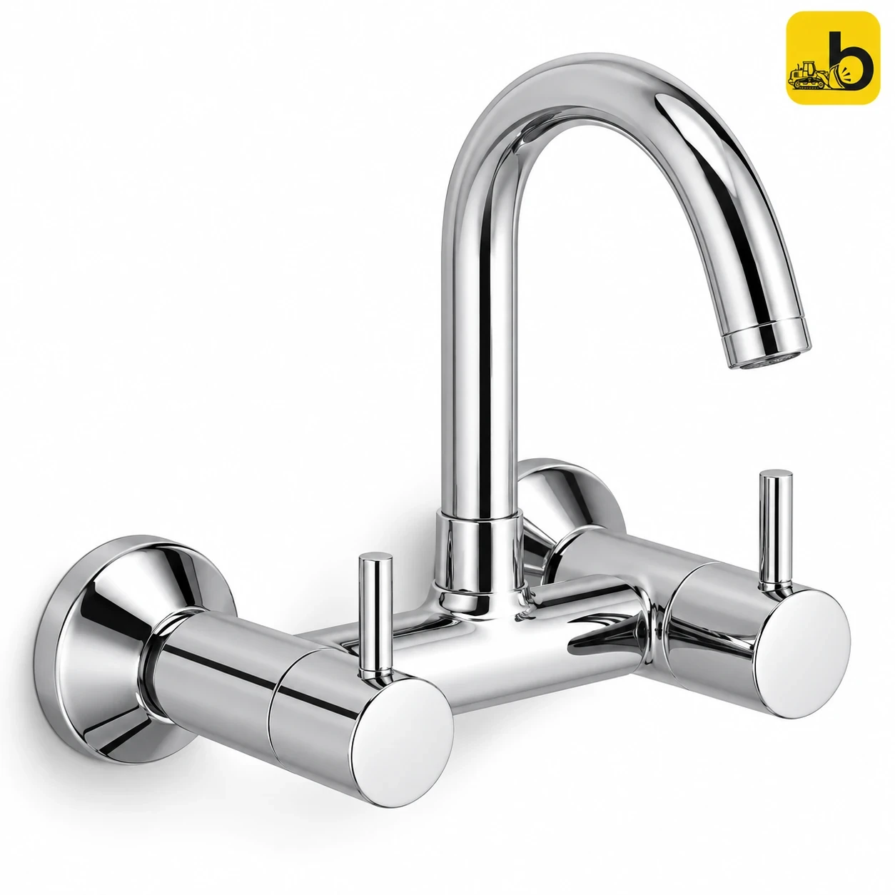 Johnson Bathware Delta Wall Mounted Sink Mixer with Swivel Spout - T1320C - Chrome