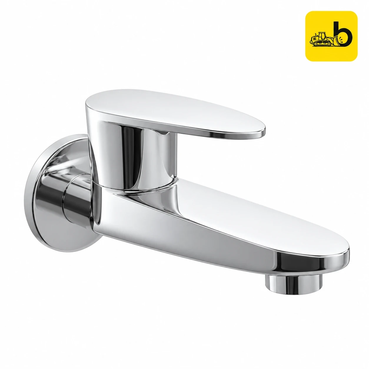 Johnson Bathware Arc Long Body Bib Cock with Wall Flange - T6707CB - Chrome