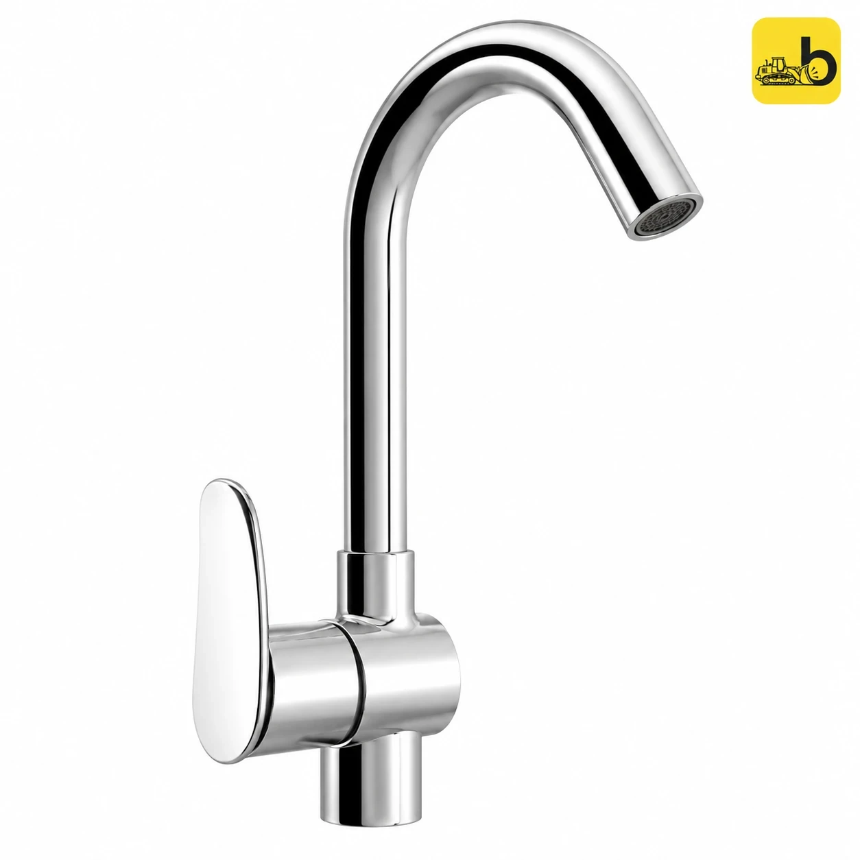 Johnson Bathware Arc Floor Mounted Swan Neck Pillar Cock - T6704CB - Chrome