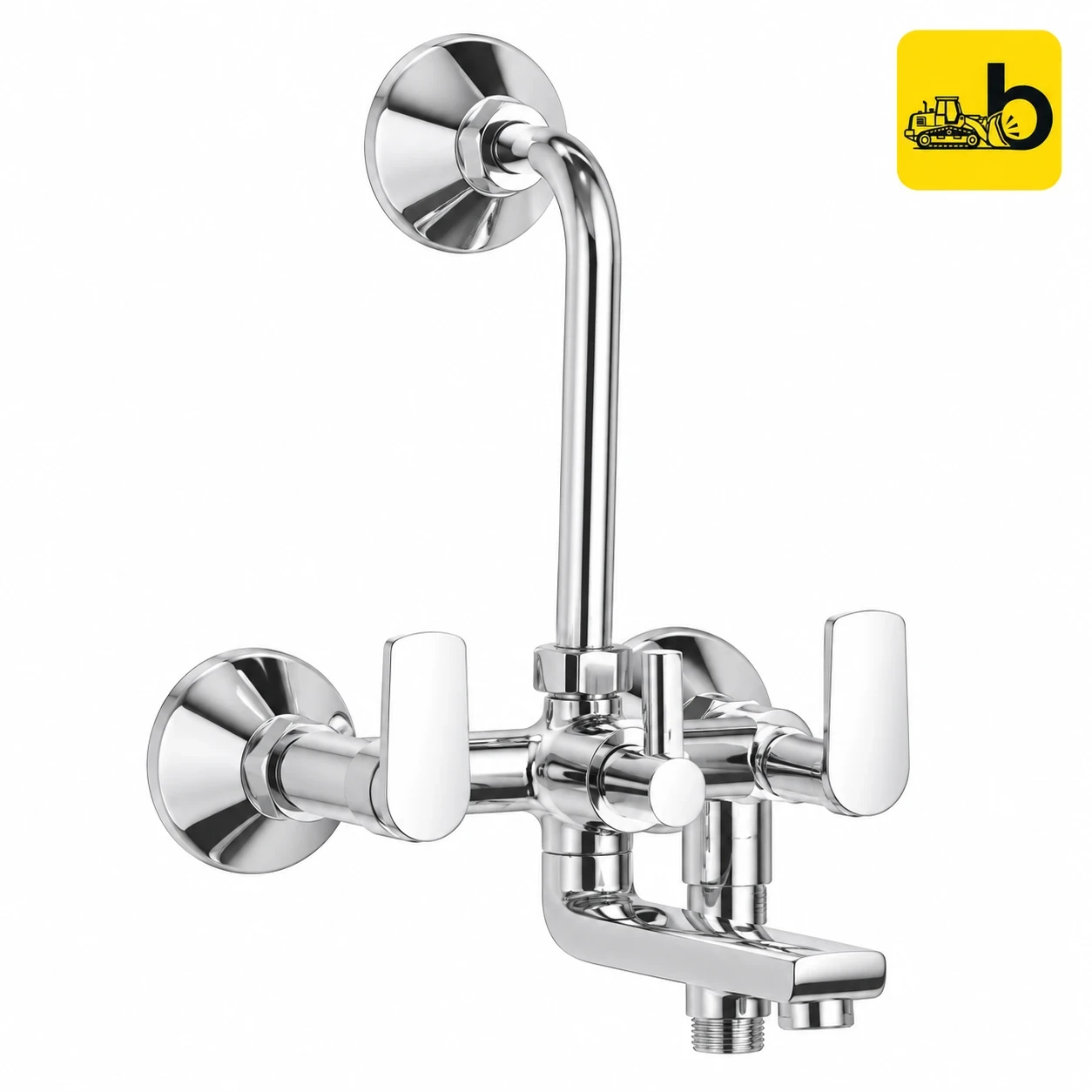 Johnson Bathware Spun Wall Mixer 3 in 1 with Bend Pipe - T3423C - Chrome