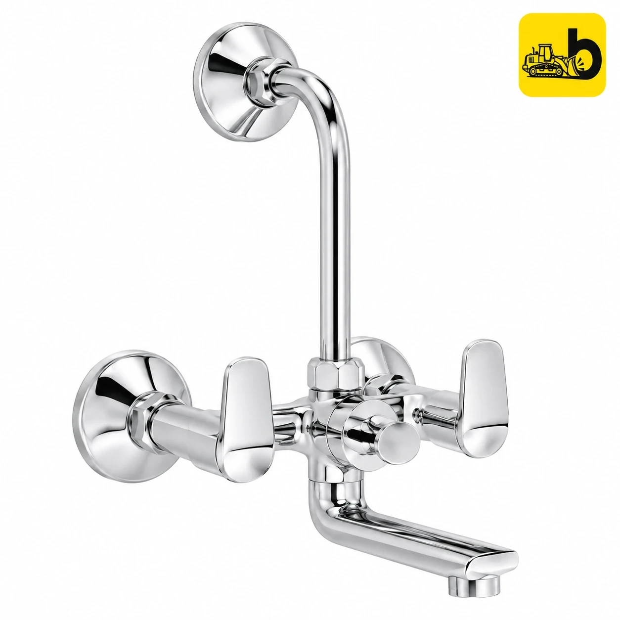 Johnson Bathware Spun Wall Mixer 2 in 1 with Bend Pipe - T3421C - Chrome