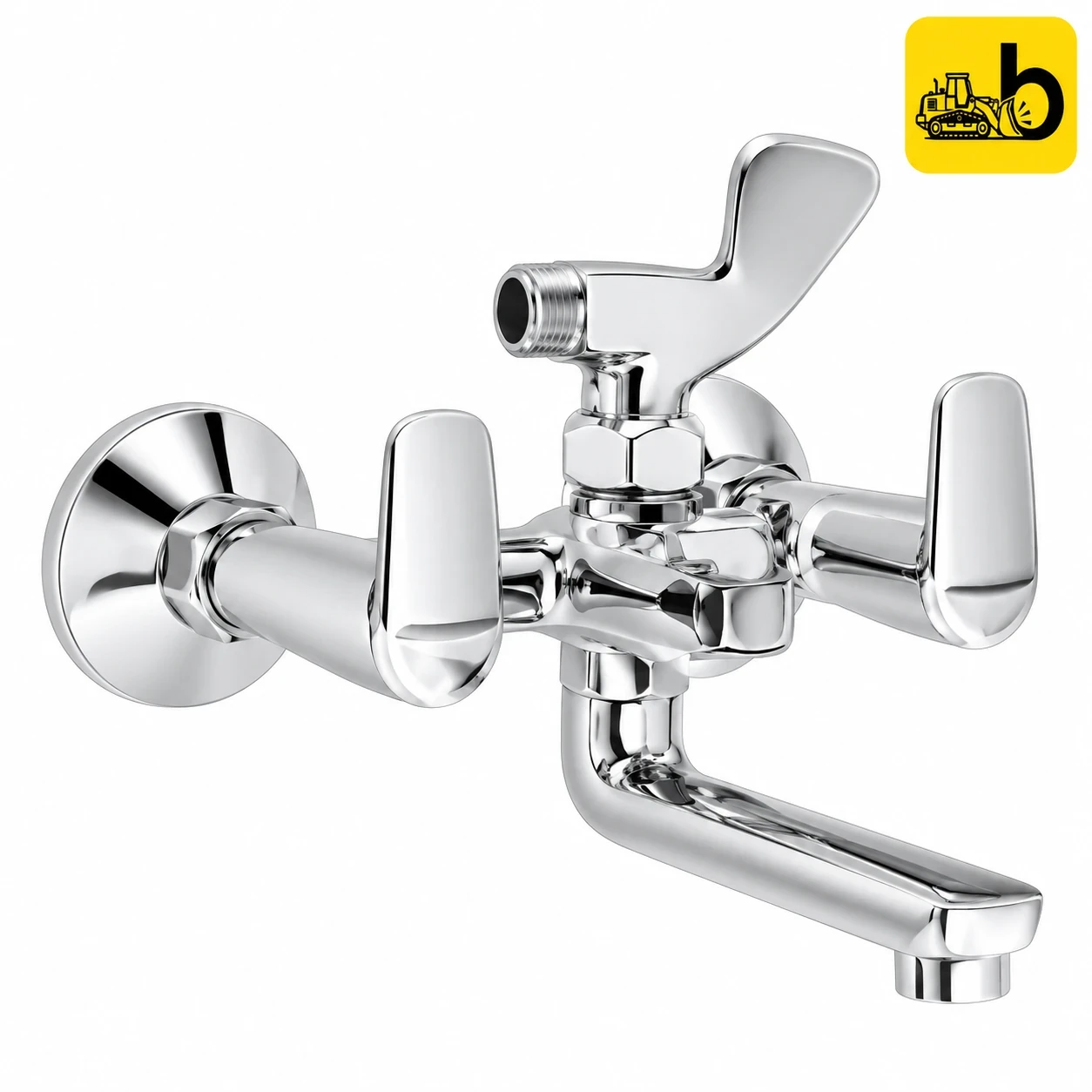 Johnson Bathware Spun Wall Mixer 2 in 1 with Crutch - T3422C - Chrome