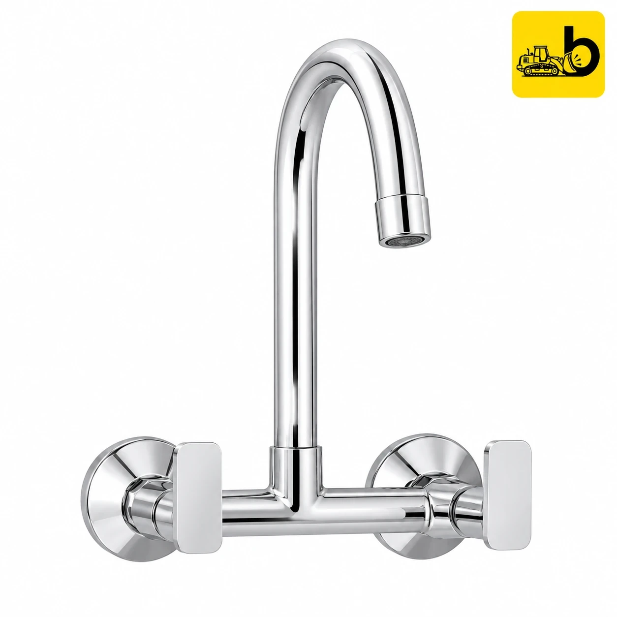 Johnson Bathware Spun Wall Mounted Goose Neck Sink Mixer - T3485C - Chrome