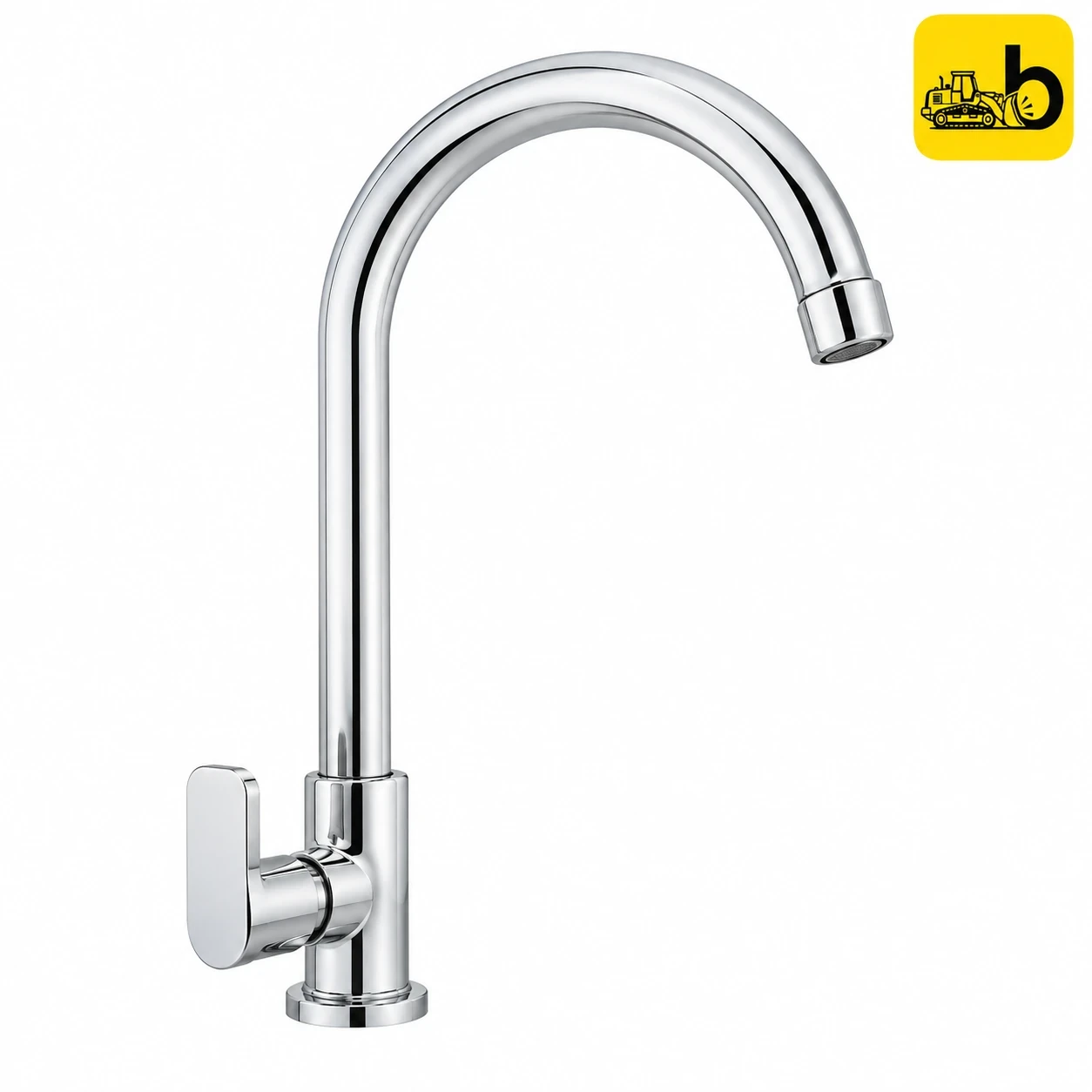Johnson Bathware Spun Floor Mounted Goose Neck Sink Cock - T34106C - Chrome