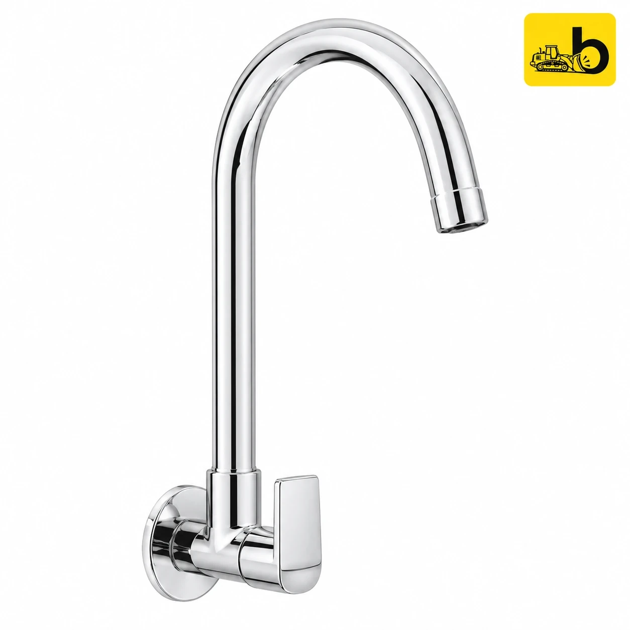 Johnson Bathware Spun Wall Mounted Goose Neck Sink Cock - T3484C - Chrome