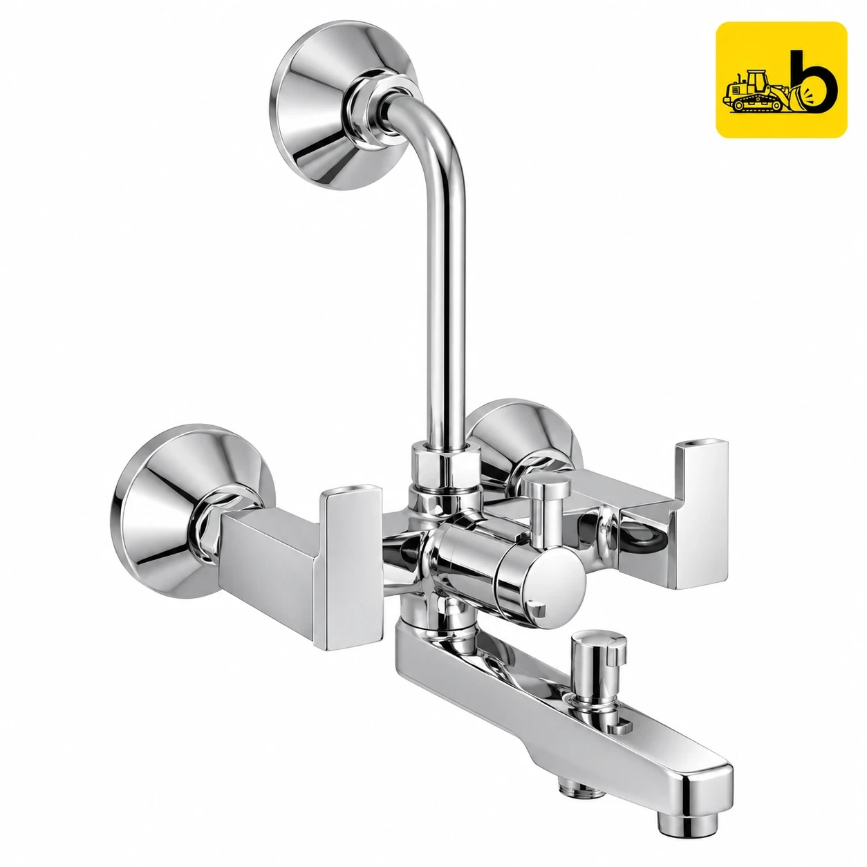 Johnson Bathware Deniz Wall Mixer 3 in 1 with Bend Pipe - T6123C - Chrome