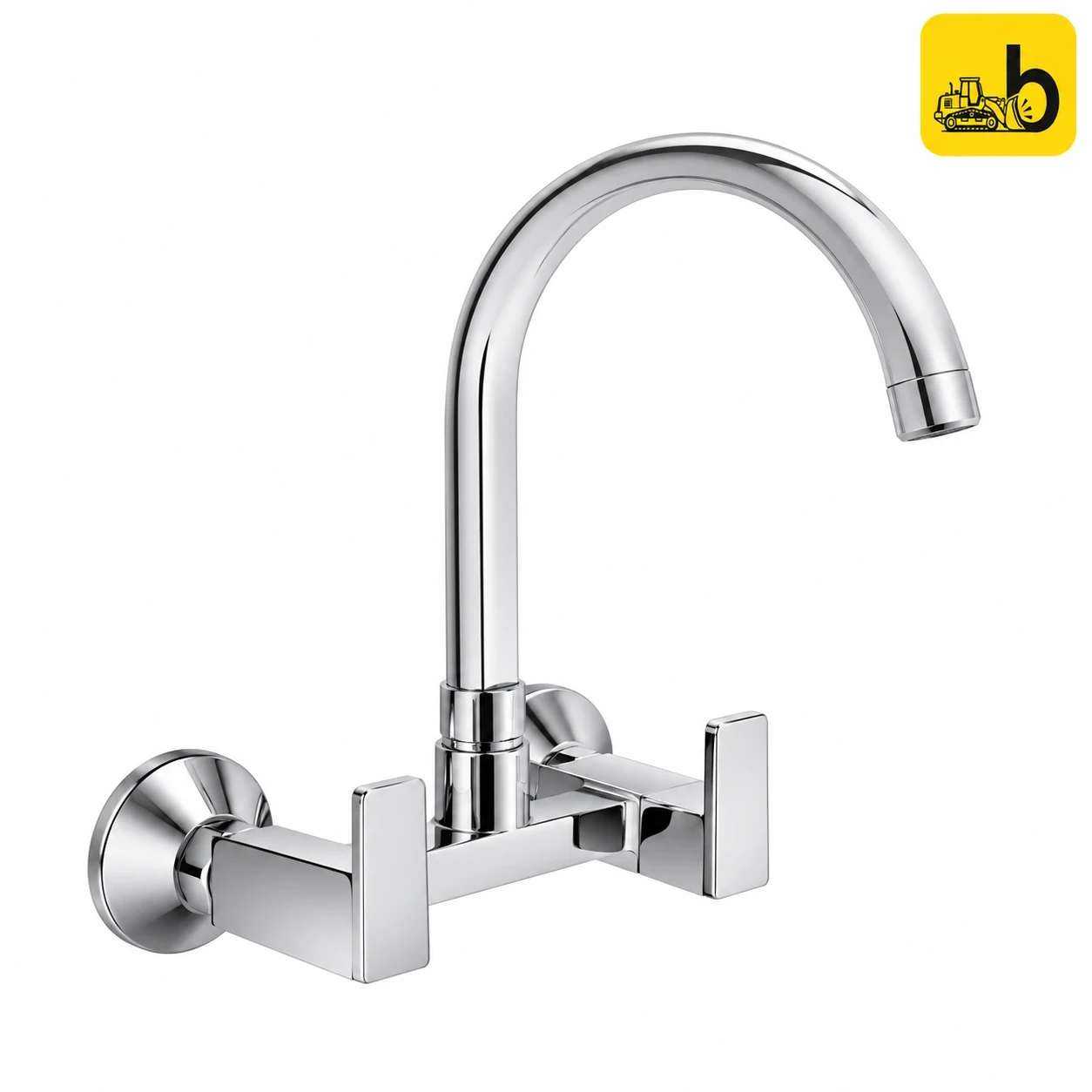 Johnson Bathware Deniz Wall Mounted Gooseneck Sink Mixer - T6185C - Chrome