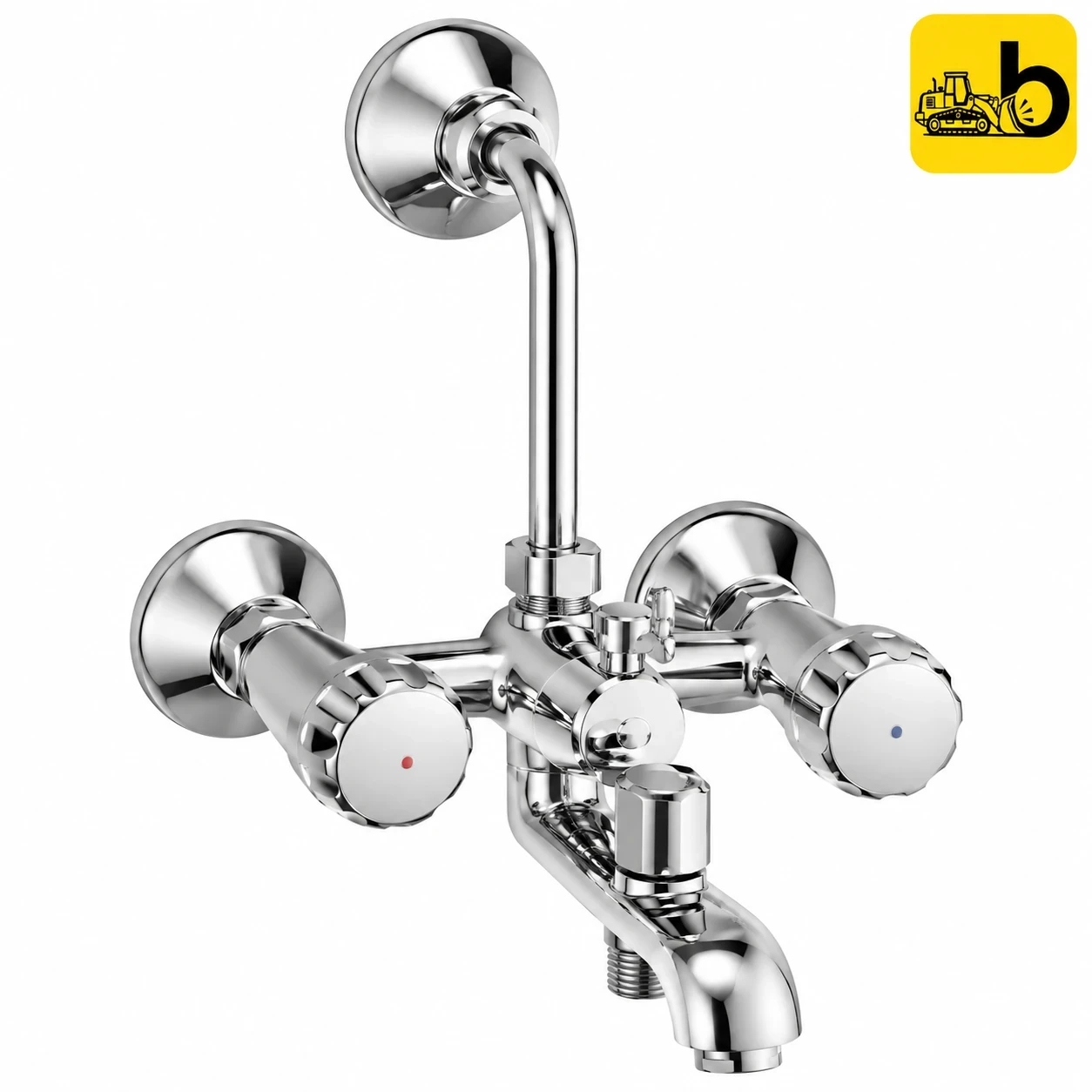 Johnson Bathware Nexa Wall Mixer 3 in 1 with Bend Pipe - T4923C - Chrome