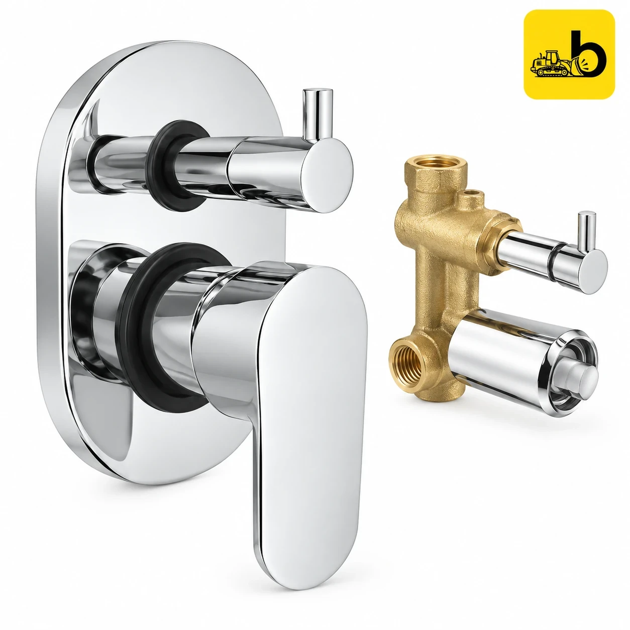 Johnson Bathware Alpha Single Lever High Flow Concealed Diverter with Upper Trim - T8980CB - Chrome