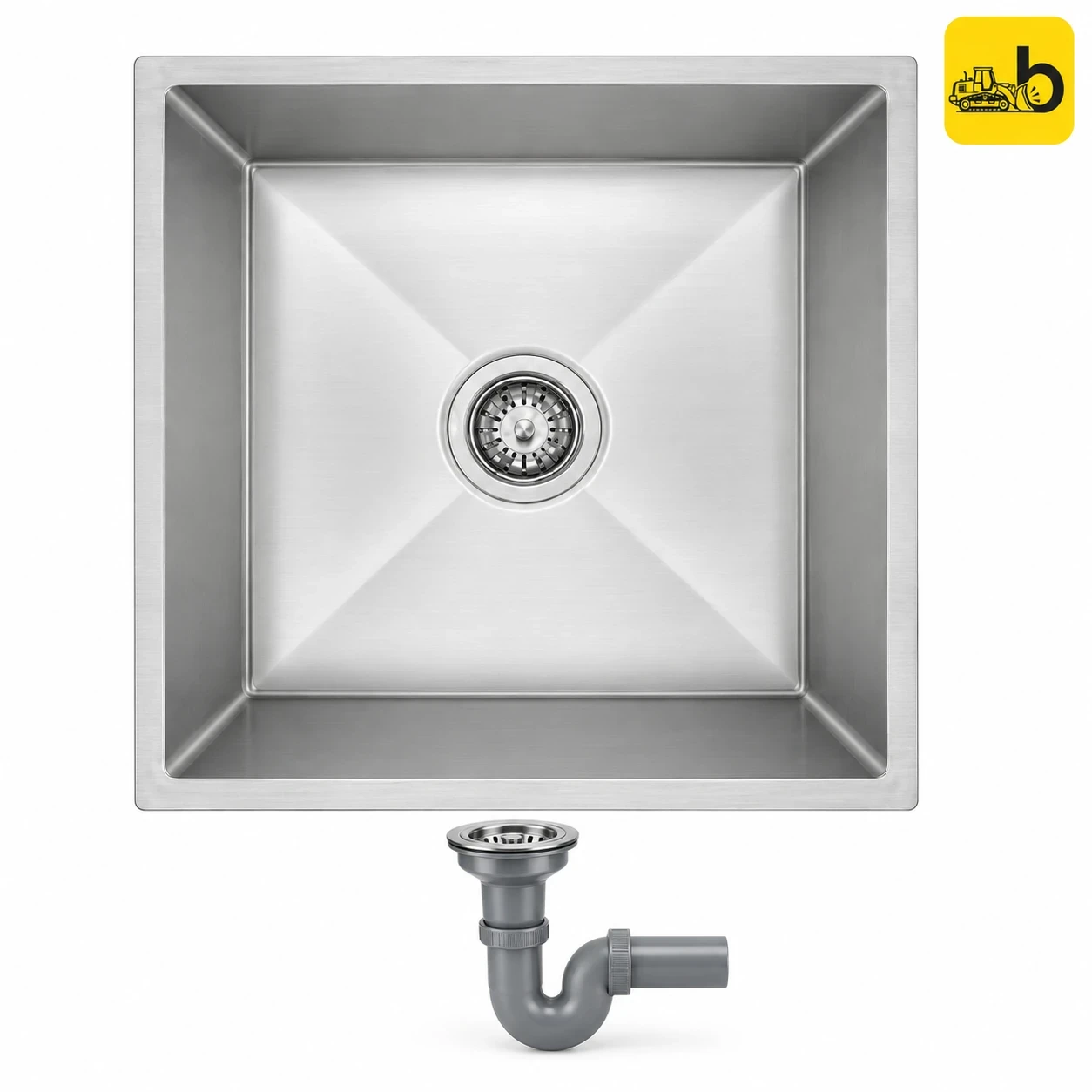 Johnson Bathware Sonte SS304 Handmade Kitchen Sink with Round Waste Coupling - K060201HMS - Satin