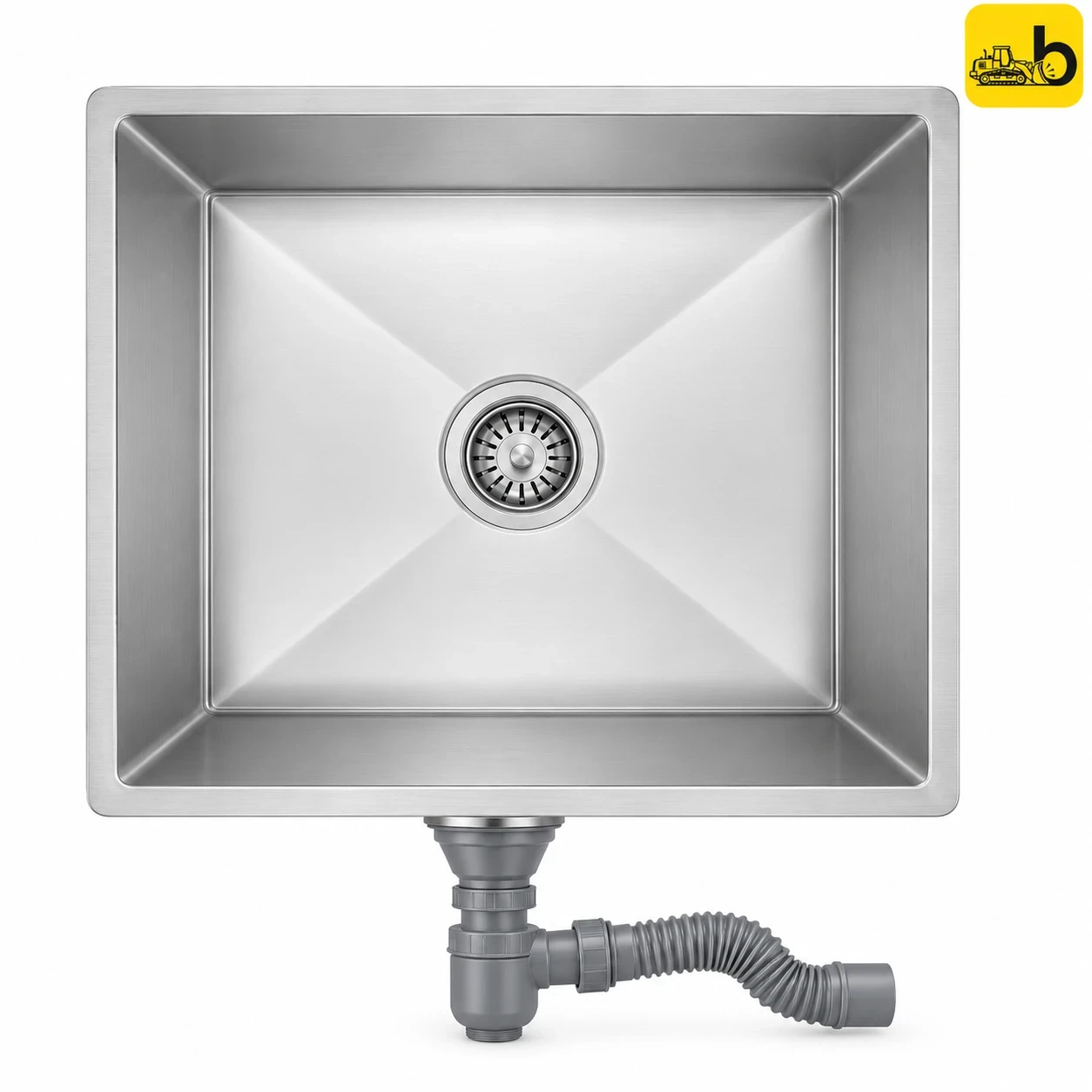 Johnson Bathware Sonte SS304 Handmade Kitchen Sink with Round Waste Coupling - K060204HMS - Satin