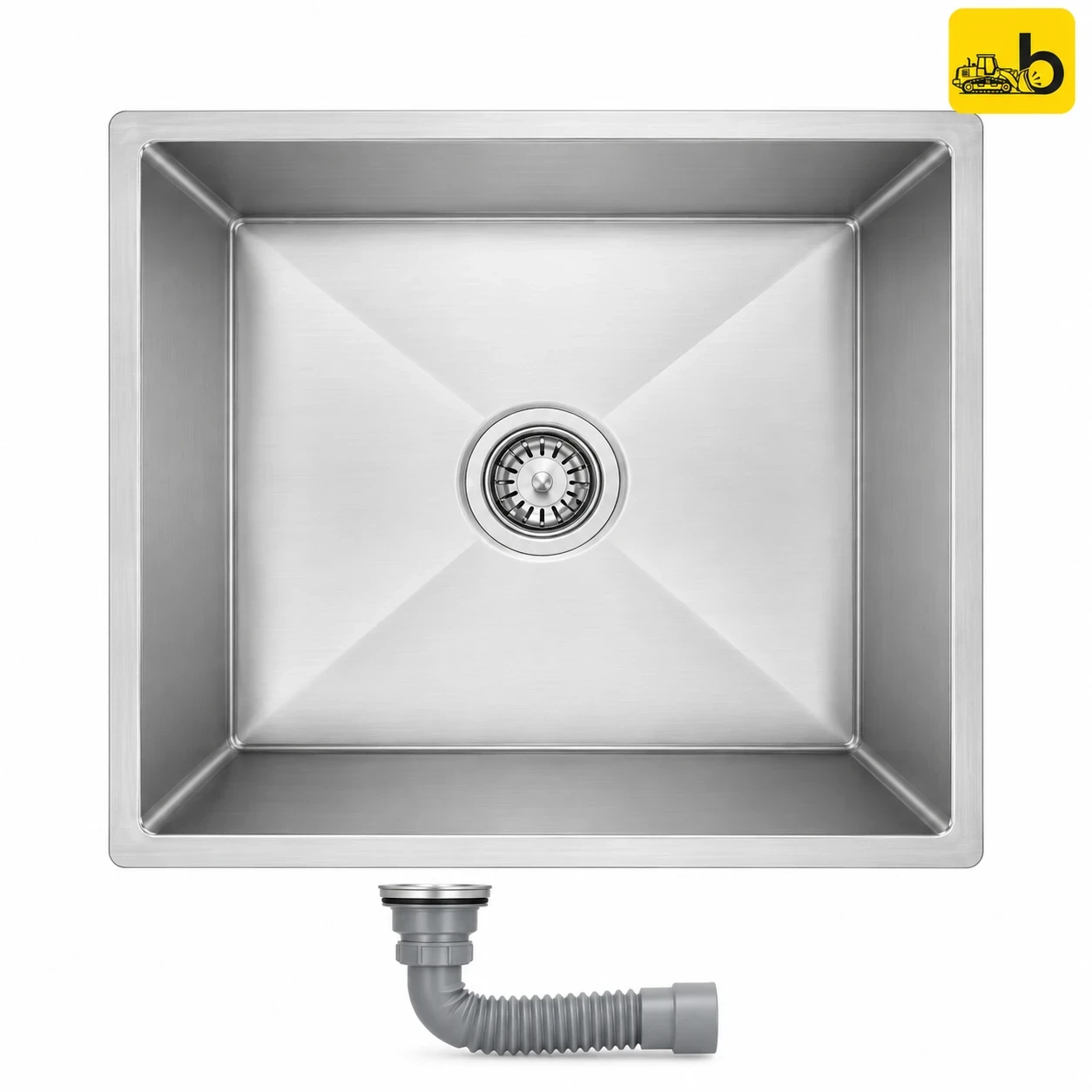 Johnson Bathware Sonte SS304 Handmade Kitchen Sink with Round Waste Coupling - K060203HMS - Satin
