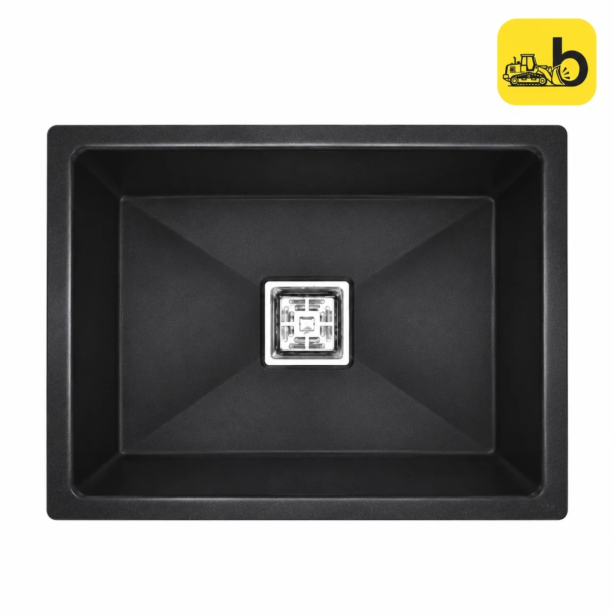 Johnson Bathware Qubix Quartz Kitchen Sink with Waste Coupling - K050204BQ - Black