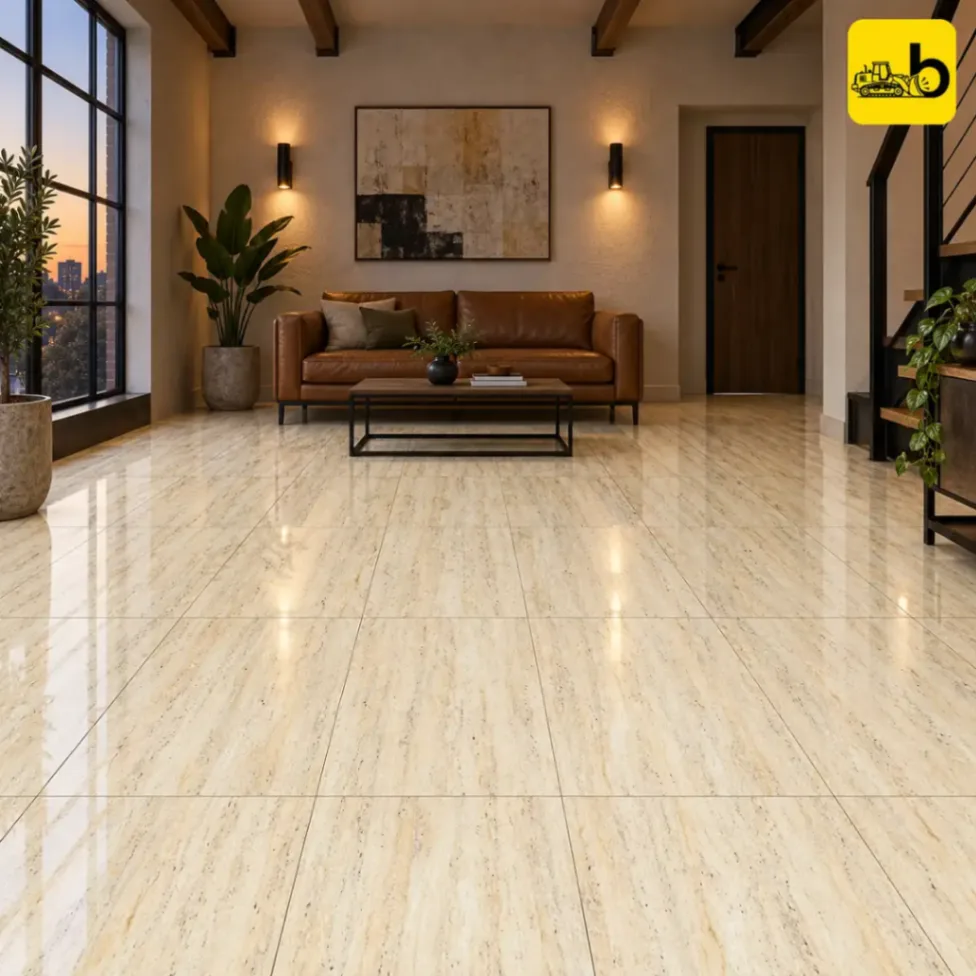 NITCO Travertino Cream – Glossy Tile 600 × 1200 mm