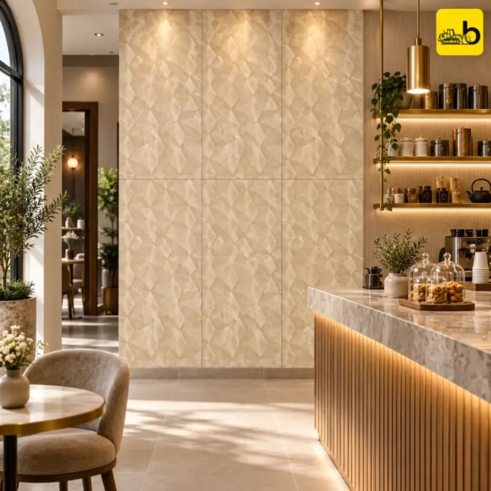 NITCO Calcite Creme Decore – Carving Tile 600 × 1200 mm