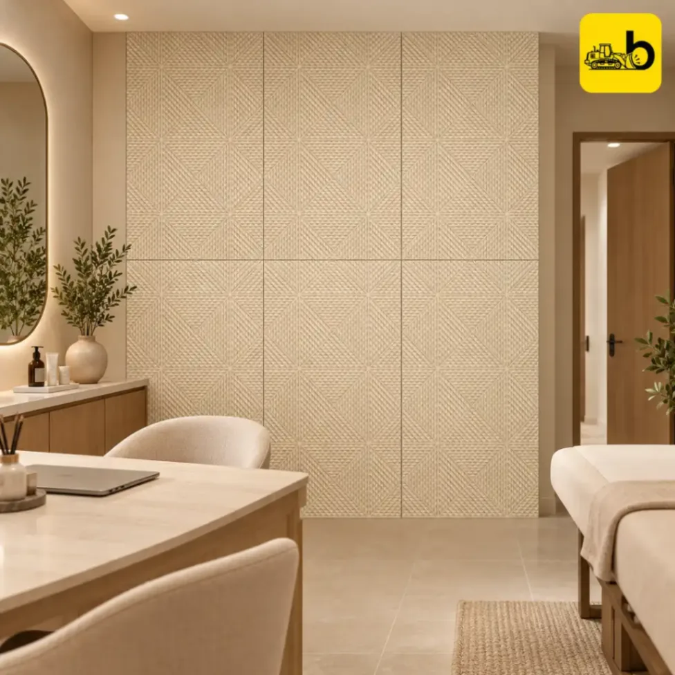 NITCO Cure Beige Decor 1 – Carving Tile 600 × 1200 mm