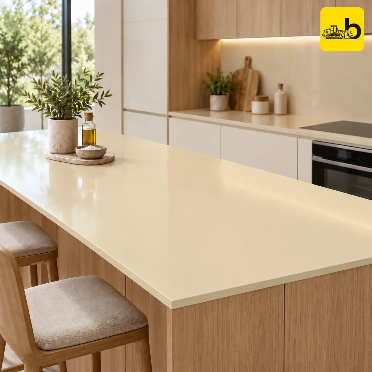 NITCO Elementra Monolith Sand – Glossy Full Body Slab 800 × 2400 × 15 mm