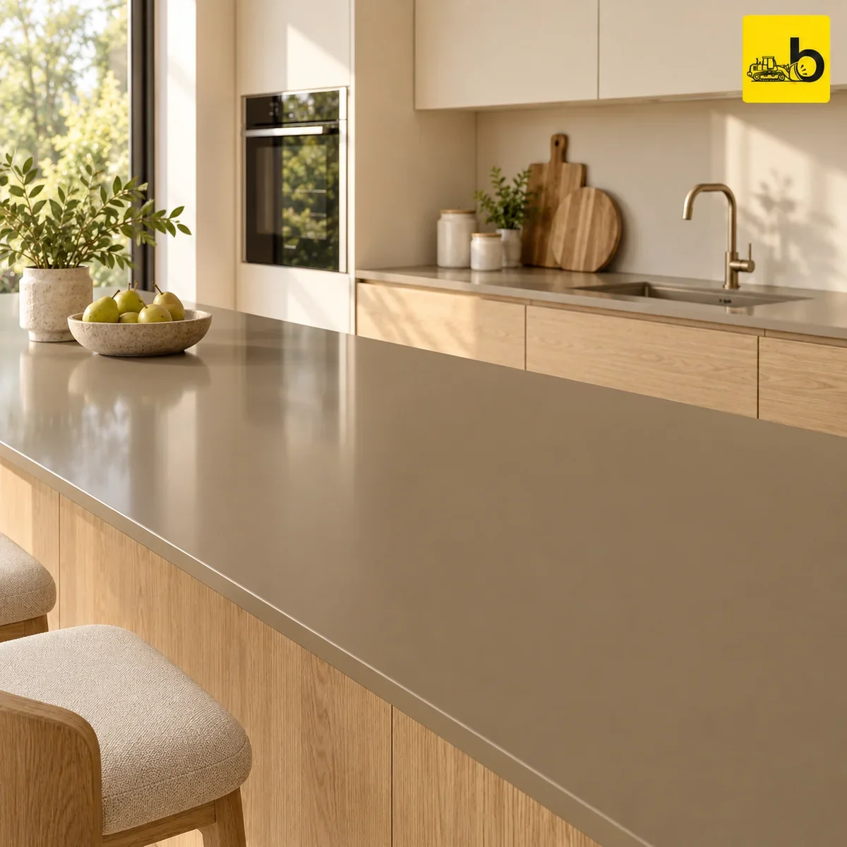NITCO Elementra Monolith Fawn – Glossy Full Body Slab 800 × 2400 × 15 mm