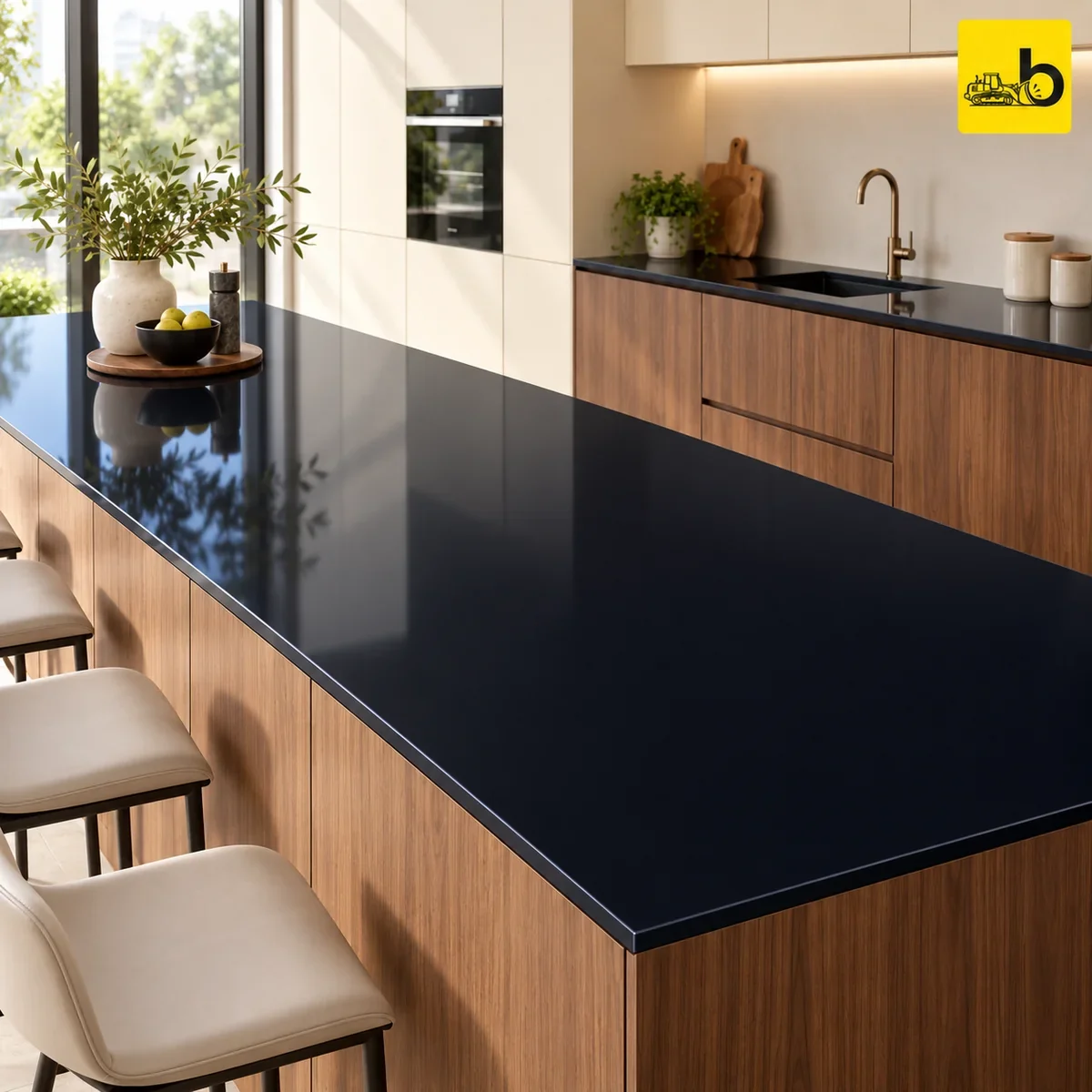 NITCO Elementra Monolith Midnight – Glossy Full Body Slab 800 × 2400 × 15 mm