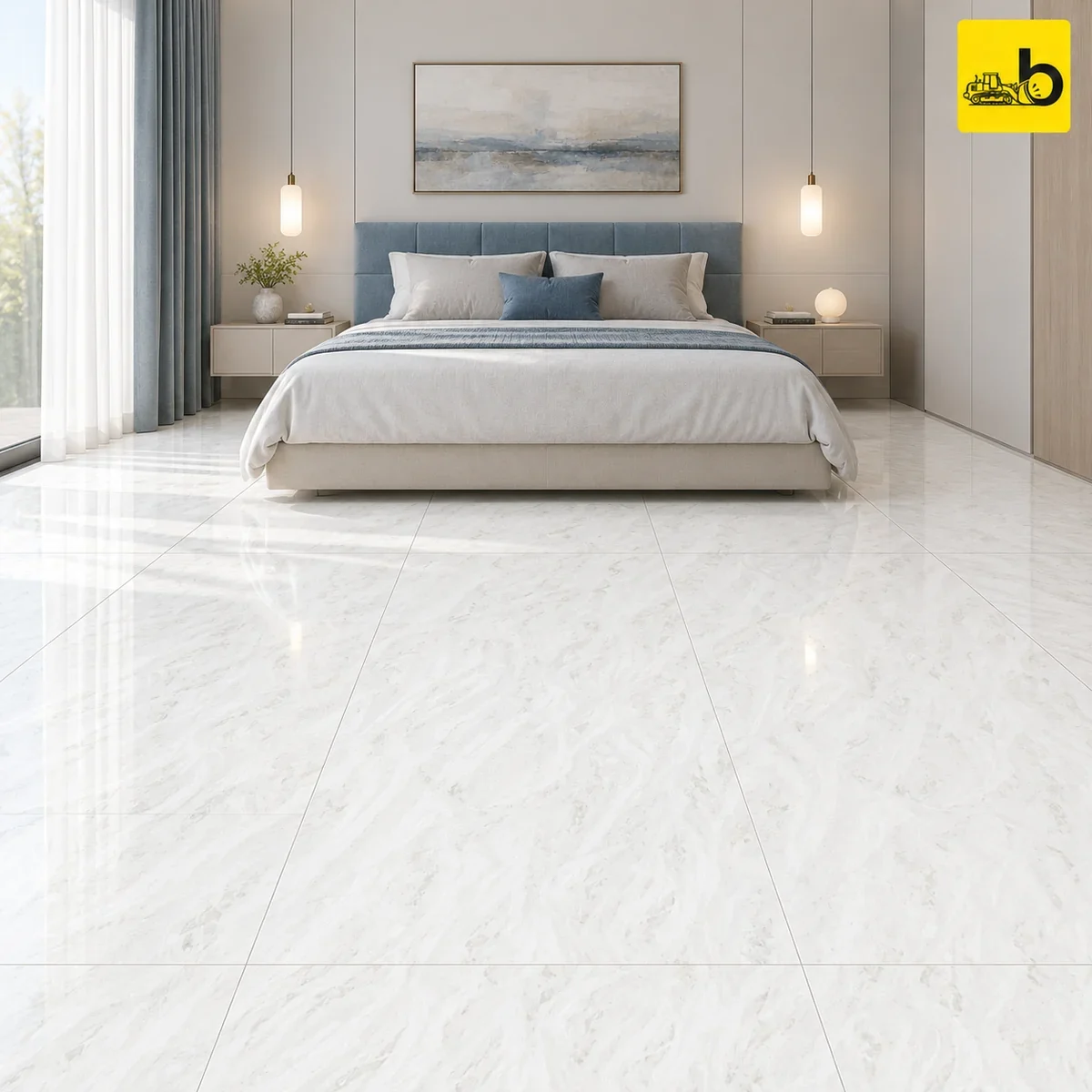 NITCO Hercules White – Glossy Double Charge Vitrified Tile 600 × 1200 mm