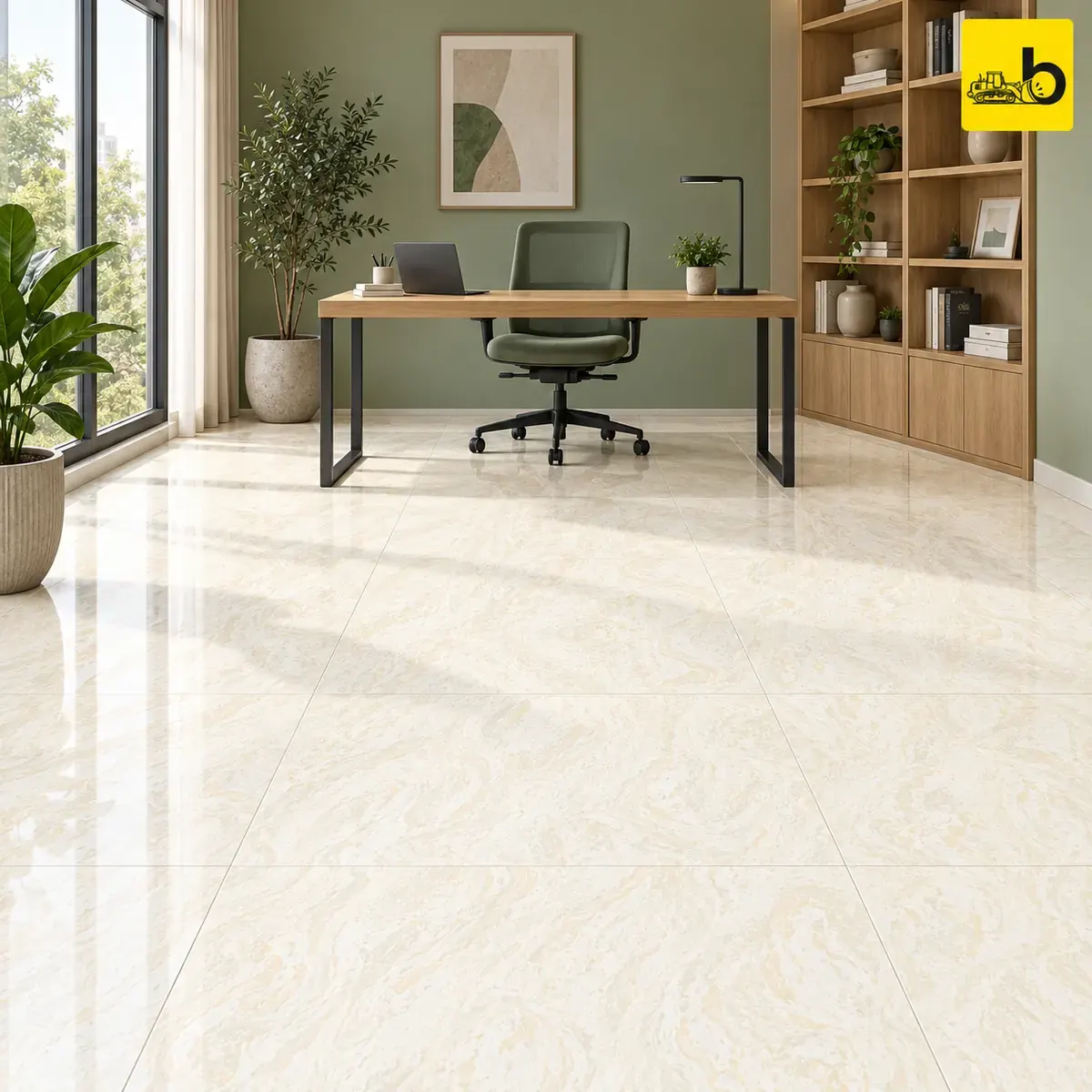 NITCO Hercules Crema – Glossy Double Charge Vitrified Tile 600 × 1200 mm