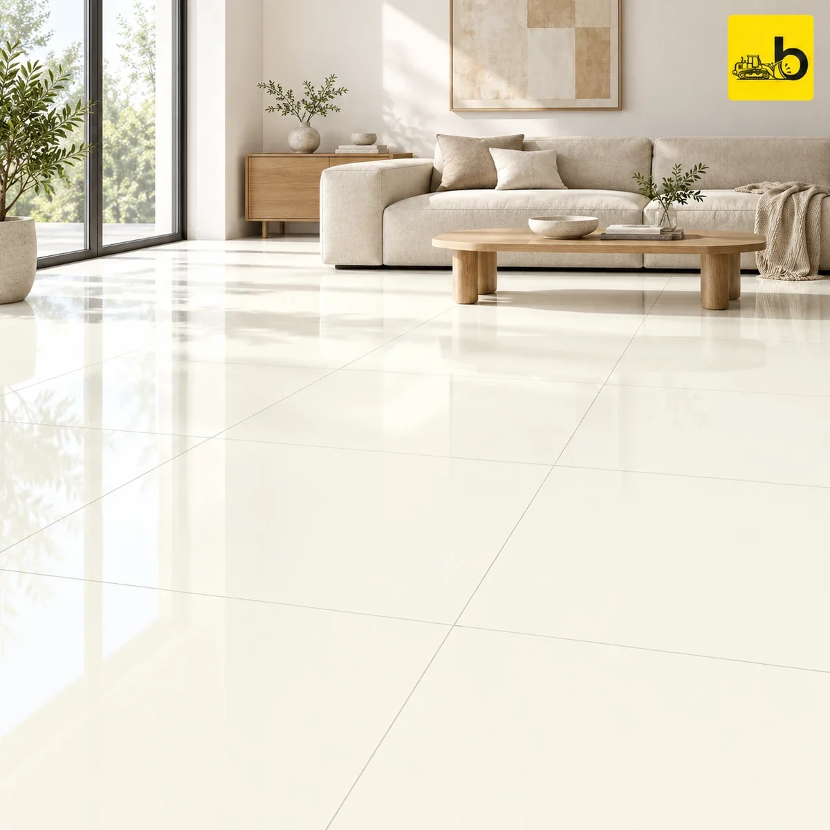 NITCO Supreme White – Glossy Double Charge Vitrified Tile 600 × 600 mm