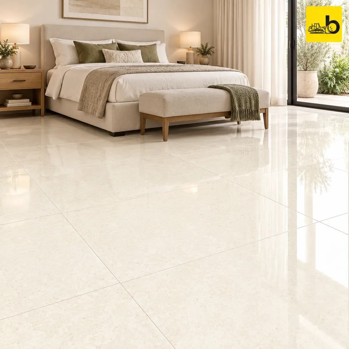 NITCO Amazone Beige – Glossy Double Charge Vitrified Tile 600 × 600 mm