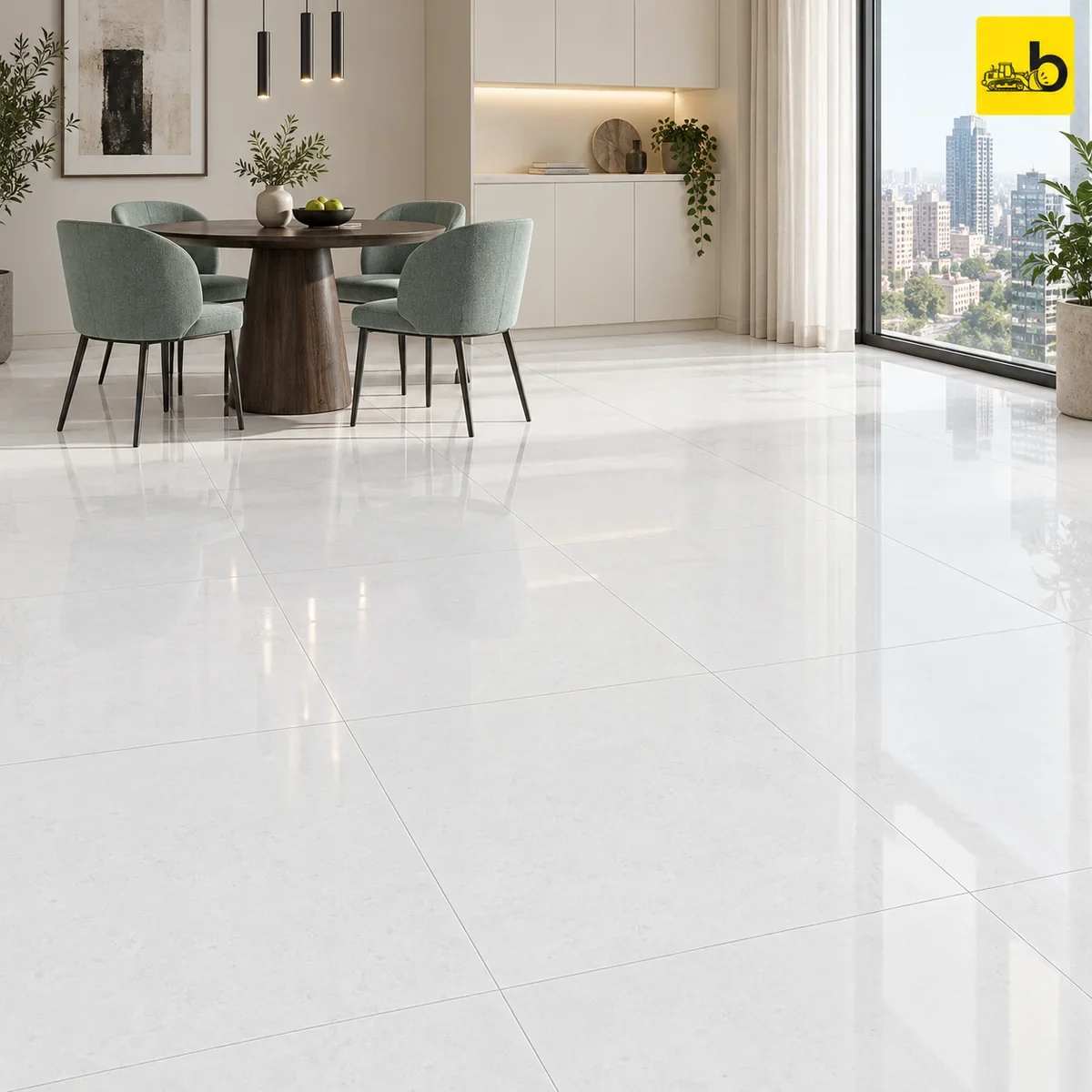 NITCO Tropicana Bianco – Glossy Double Charge Vitrified Tile 600 × 600 mm