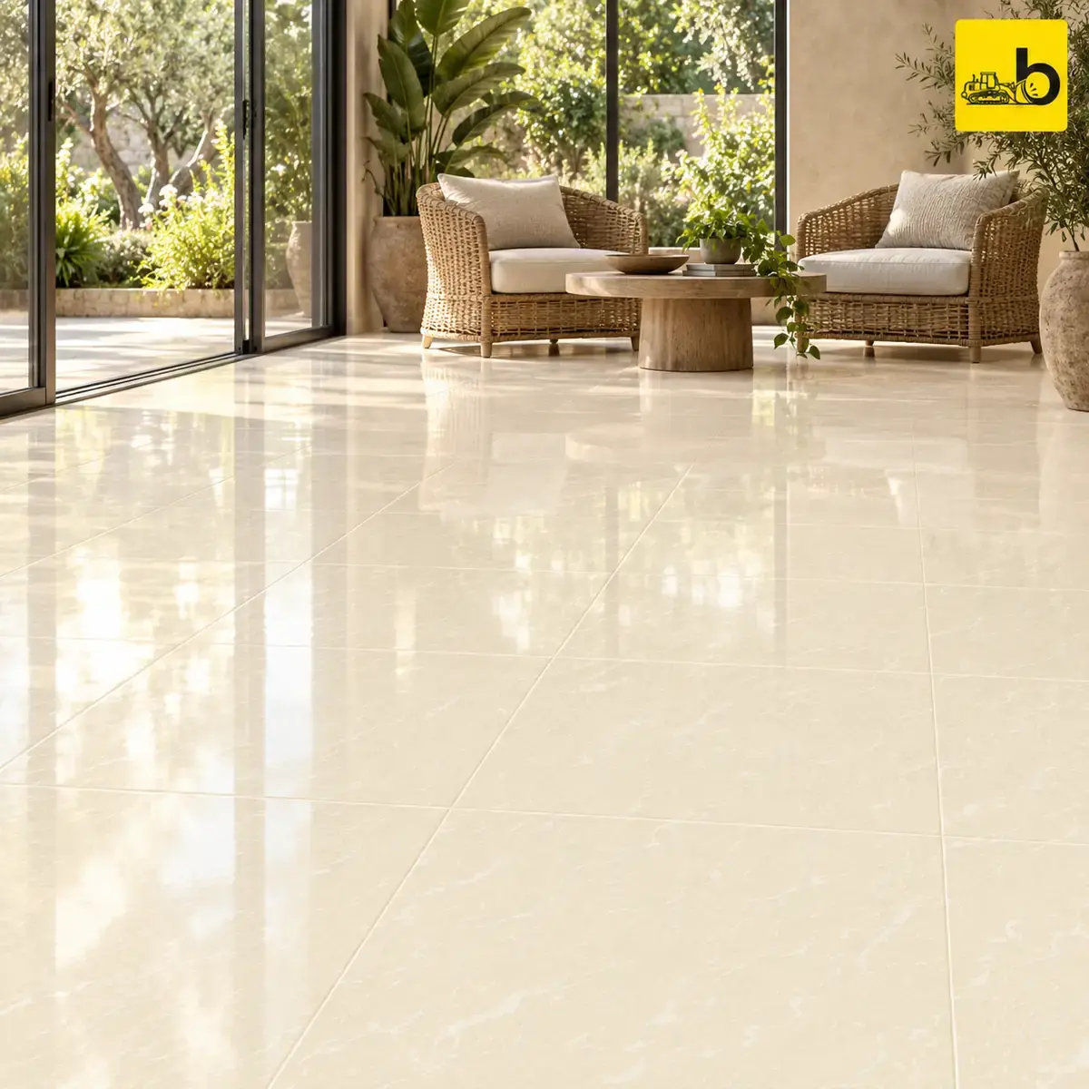 NITCO Harvest Cream Silver – Glossy Soluble Salt Vitrified Tile 600 × 600 mm