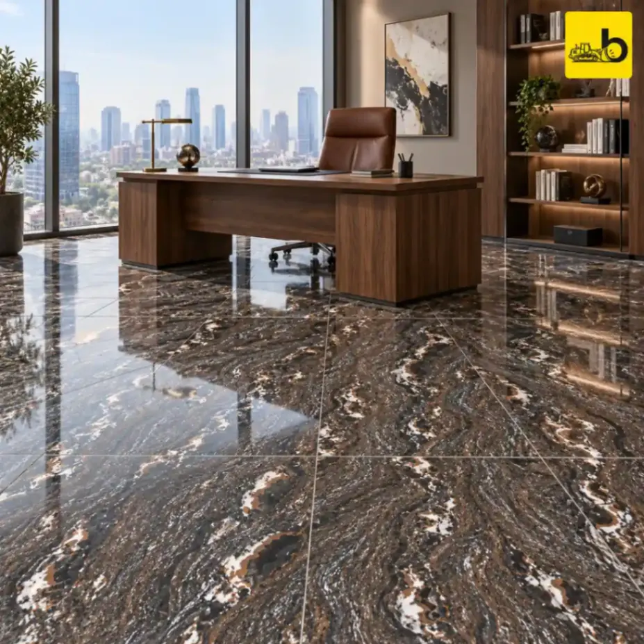 NITCO Hercules Amber – Glossy Double Charge Vitrified Tile 600 × 1200 mm