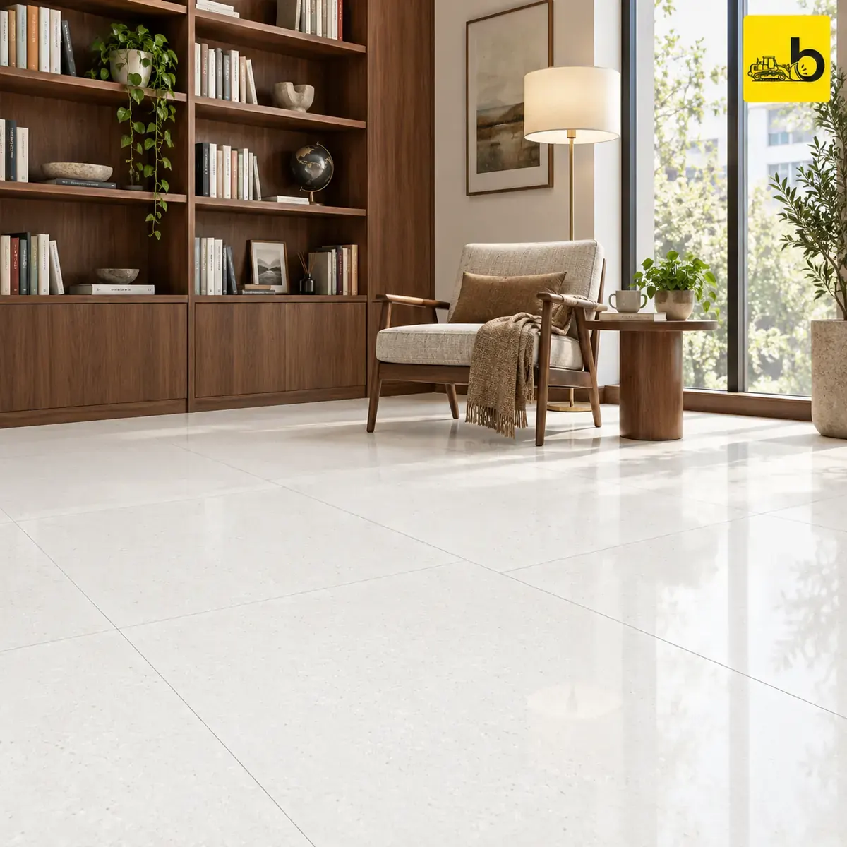 NITCO Vintage White – Glossy Double Charge Vitrified Tile 600 × 1200 mm