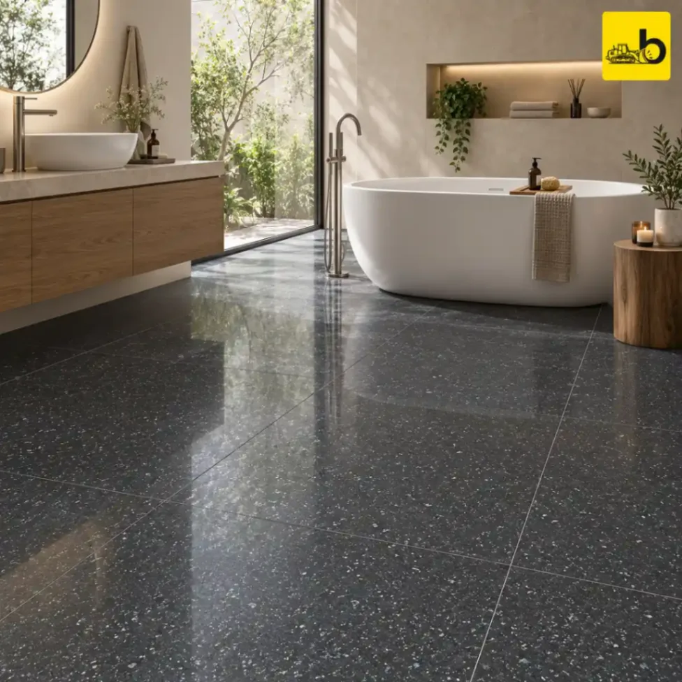 NITCO Vintage Ebony – Glossy Double Charge Vitrified Tile 600 × 1200 mm