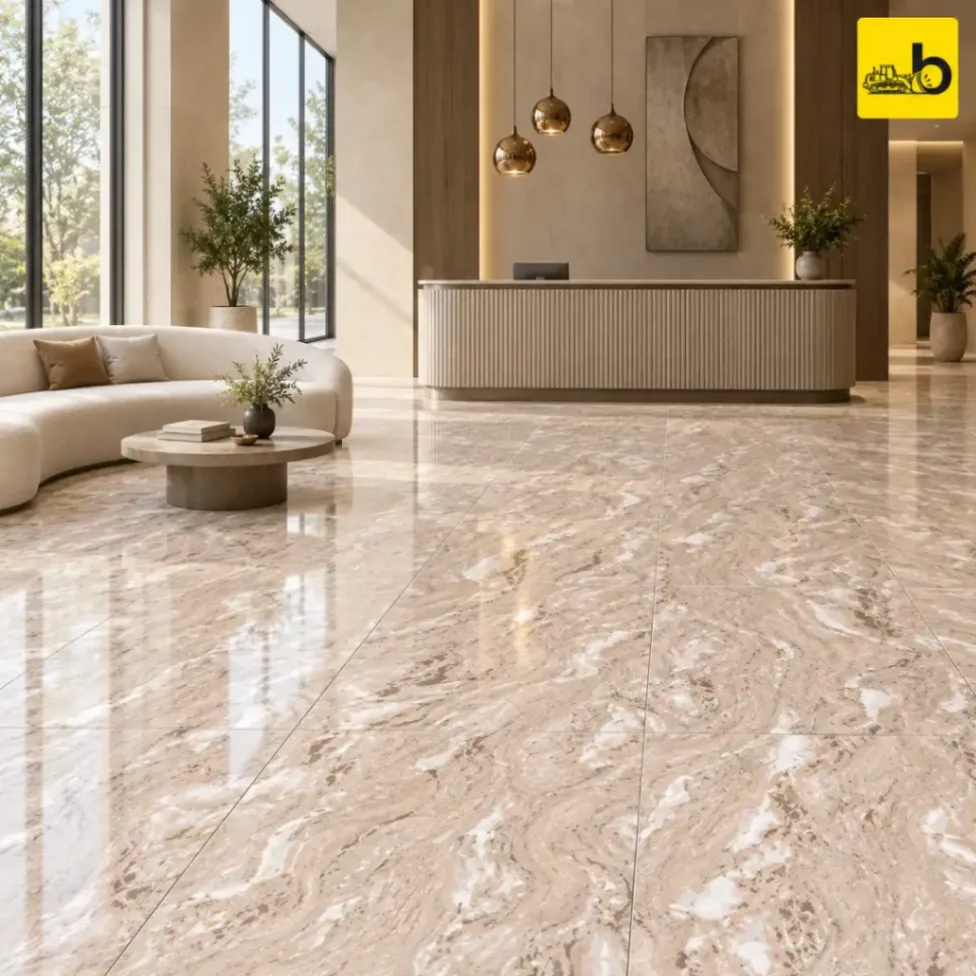 NITCO Hercules Cremini – Glossy Double Charge Vitrified Tile 600 × 1200 mm