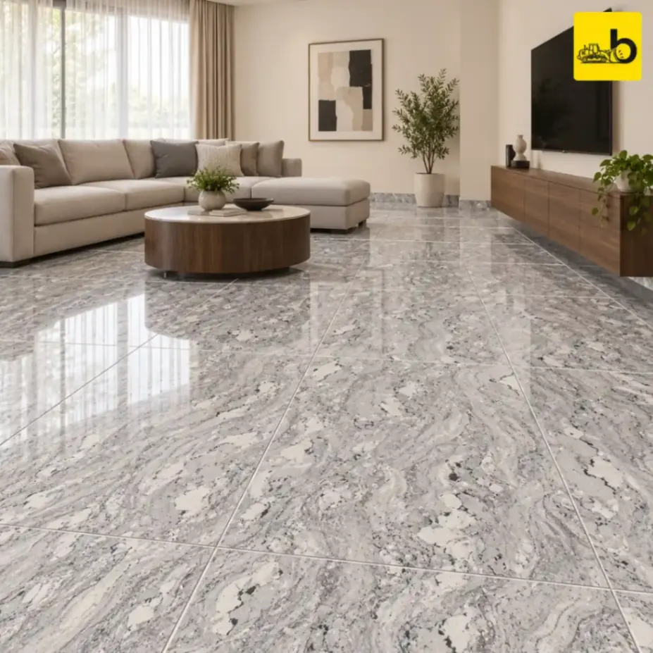 NITCO Hercules Steel – Glossy Double Charge Vitrified Tile 600 × 1200 mm