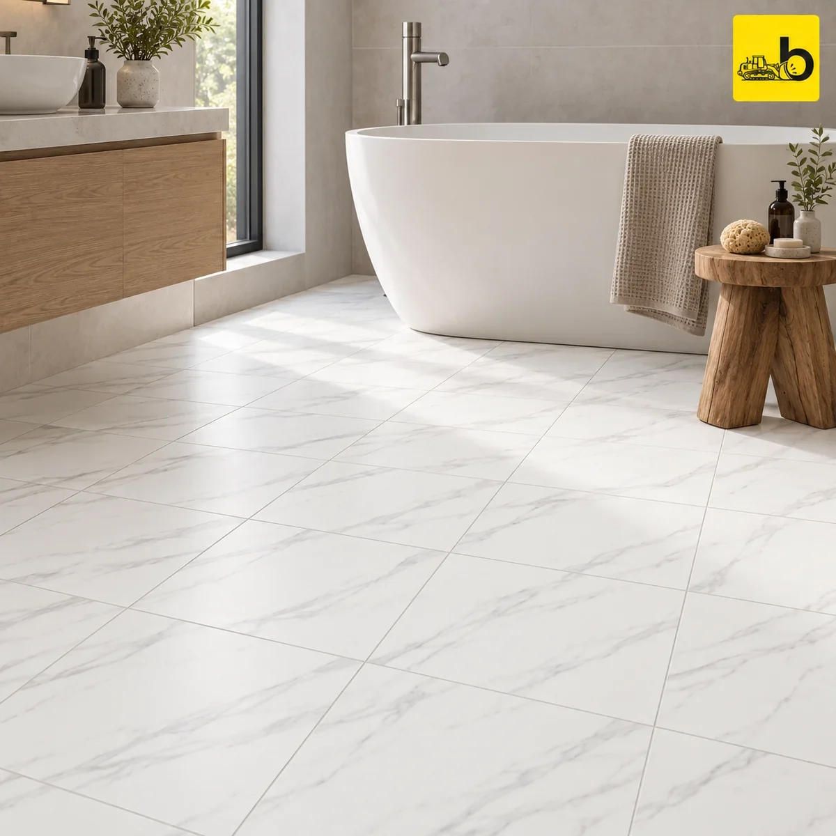 NITCO CRUST STATUARIO FRECCIA Satin Matte Ceramic Floor Tile 300 × 300 mm