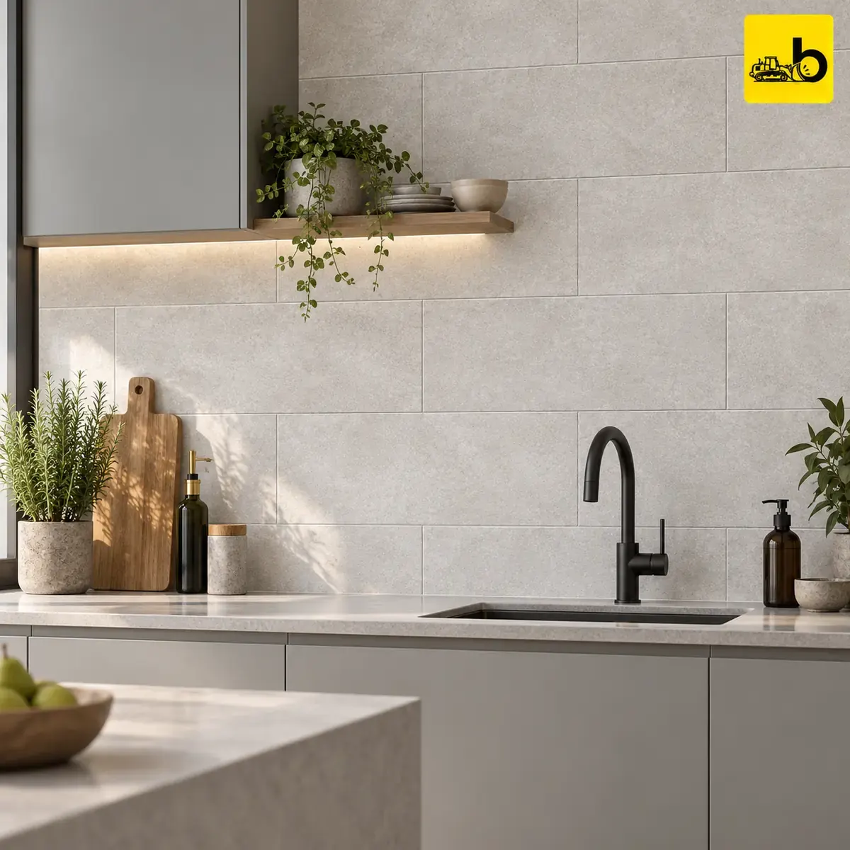 NITCO CHEVRON GREY Rustic Ceramic Wall Tile 300 × 600 mm