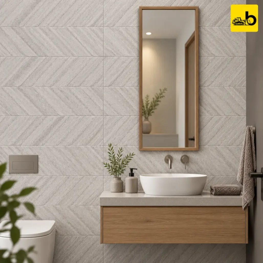 NITCO CHEVRON GREY DECOR Rustic Ceramic Wall Tile 300 × 600 mm