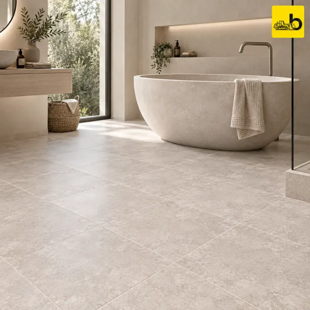 NITCO CRUST CHEVRON GREY Satin Matte Ceramic Floor Tile 300 × 300 mm