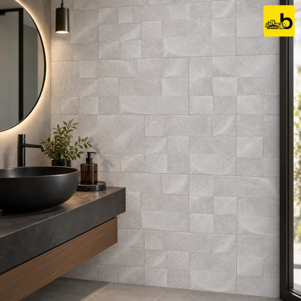 NITCO PESCO GREY DECOR Matte Ceramic Wall Tile 300 × 600 mm